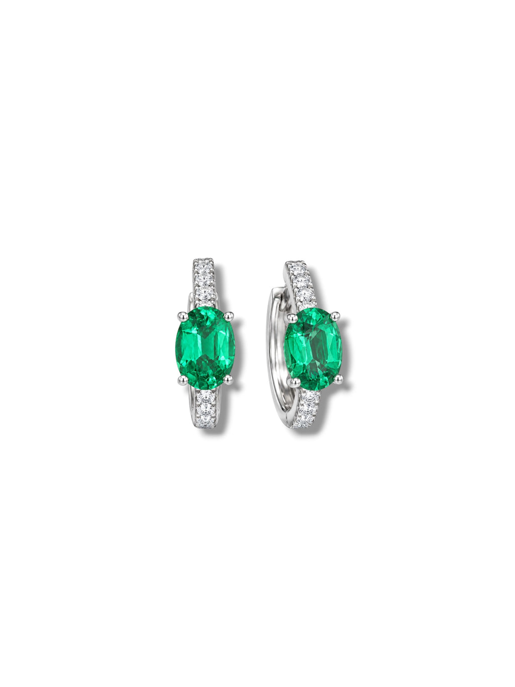 Oval Emerald Pavé Huggies