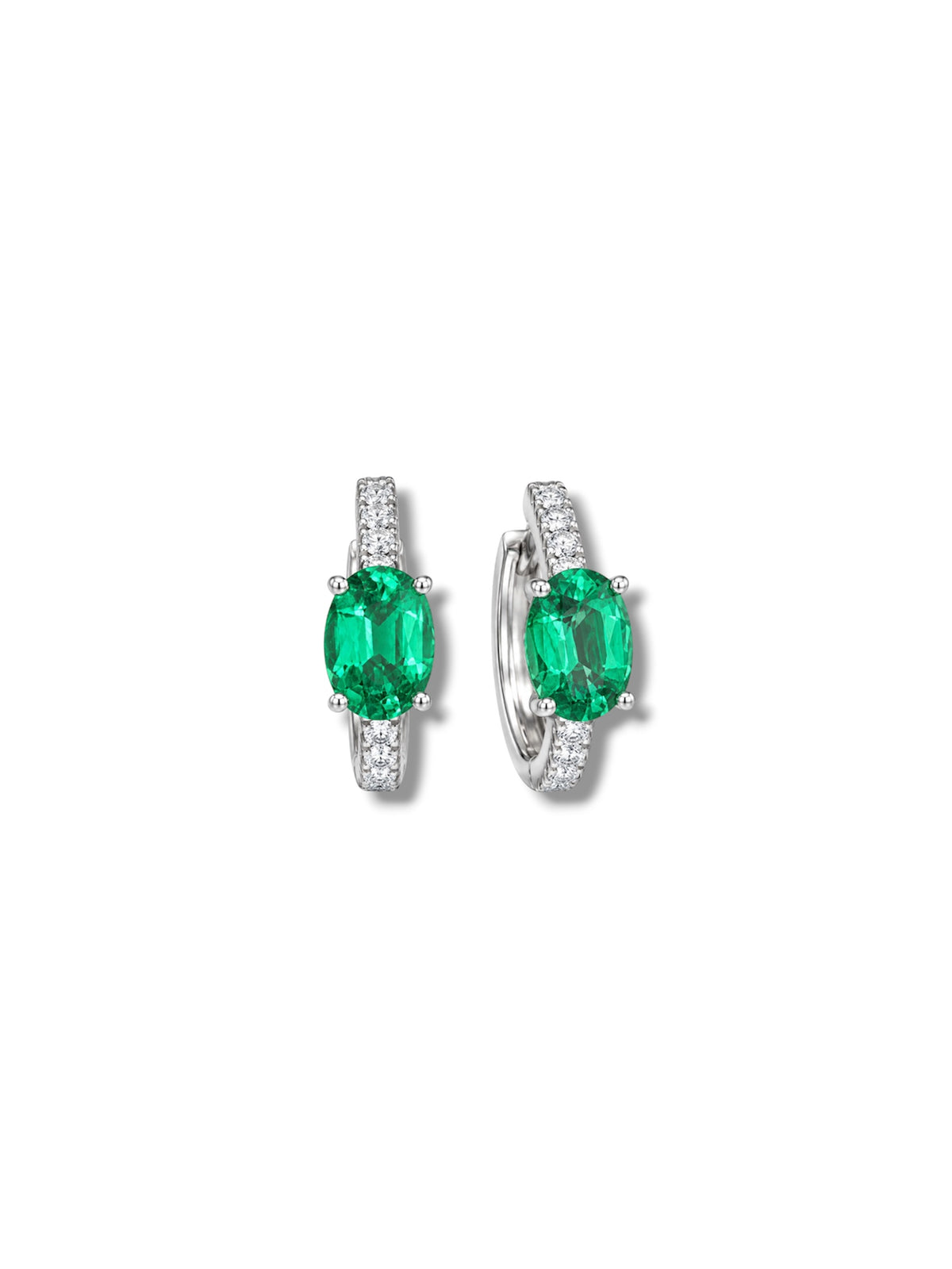 Oval Emerald Pavé Huggies