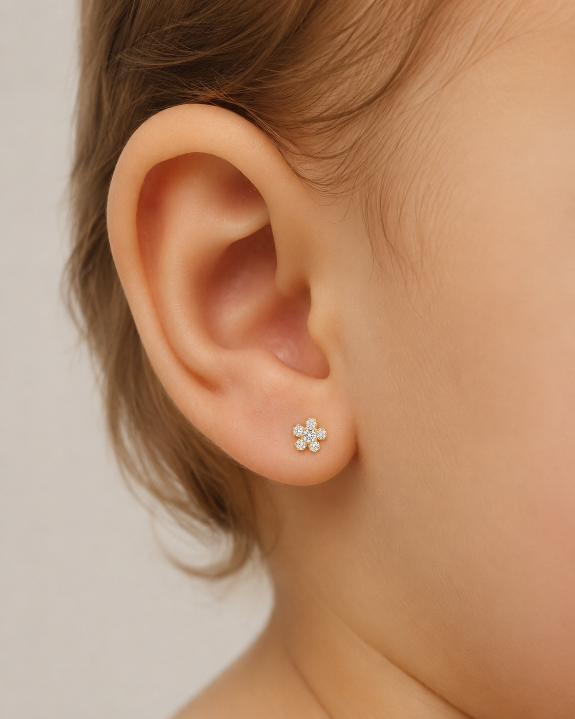 Baby Flower Studs in White