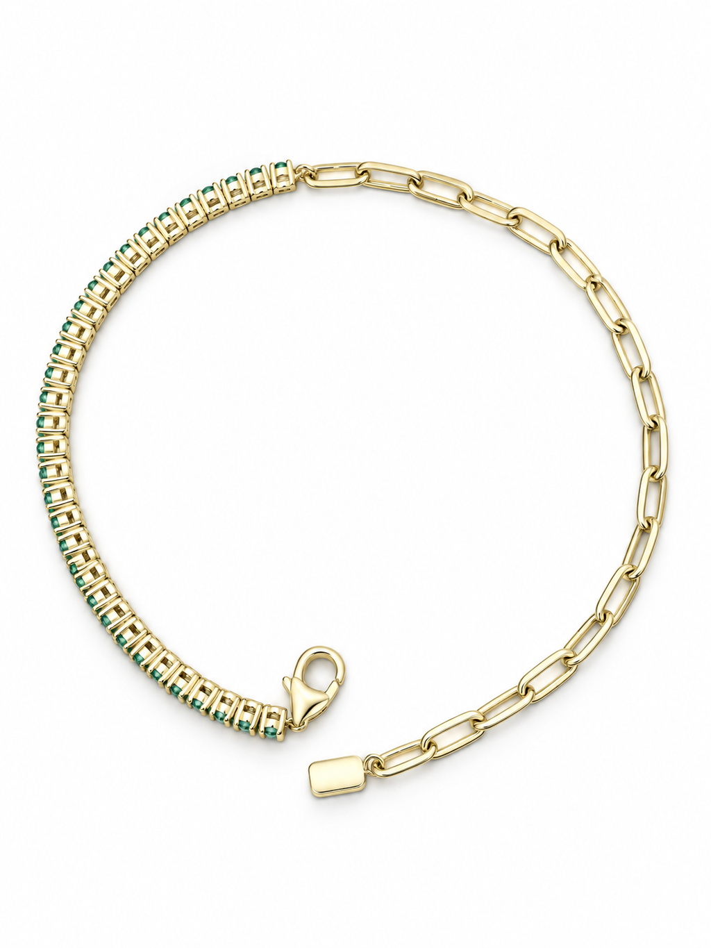 Emerald Paperclip Tennis Bracelet