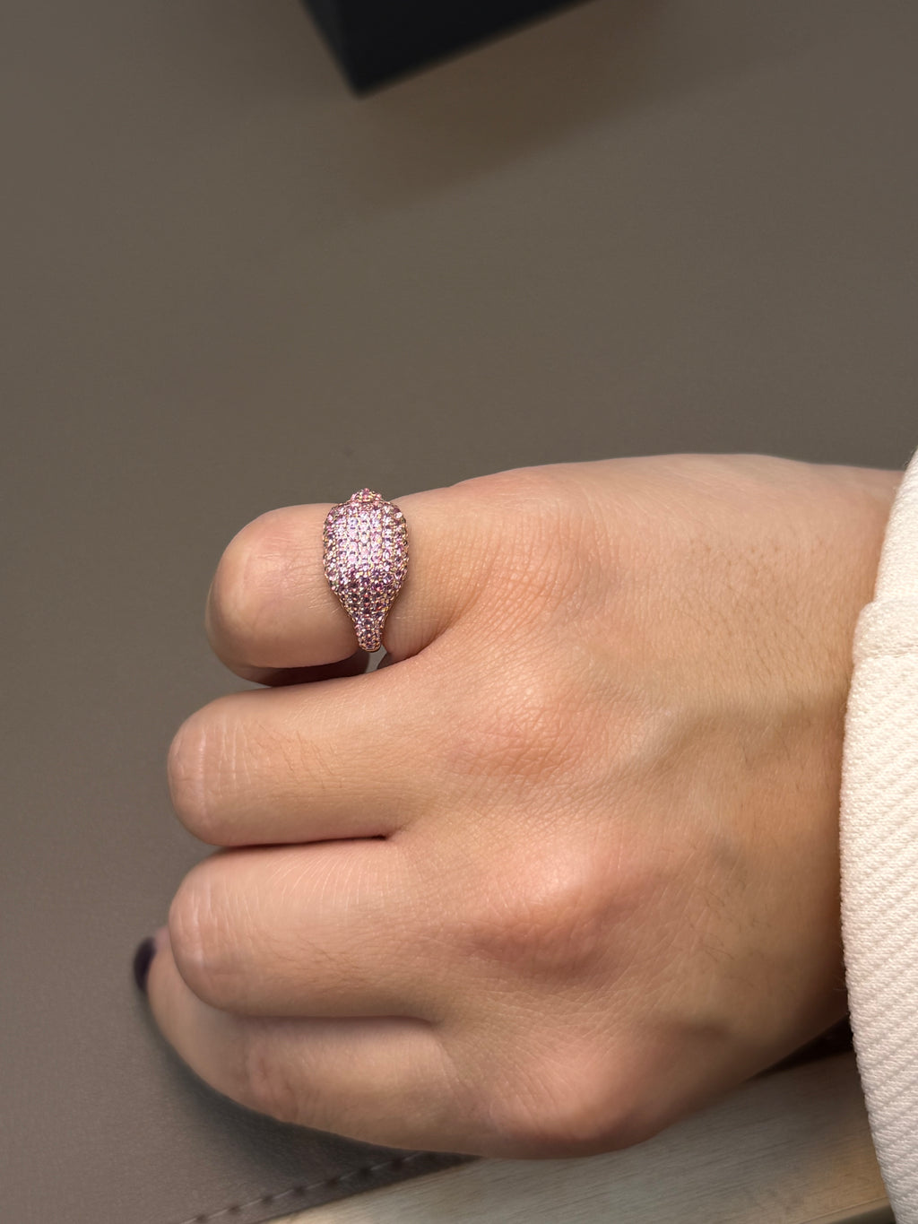 Pink Signet Pinky Ring