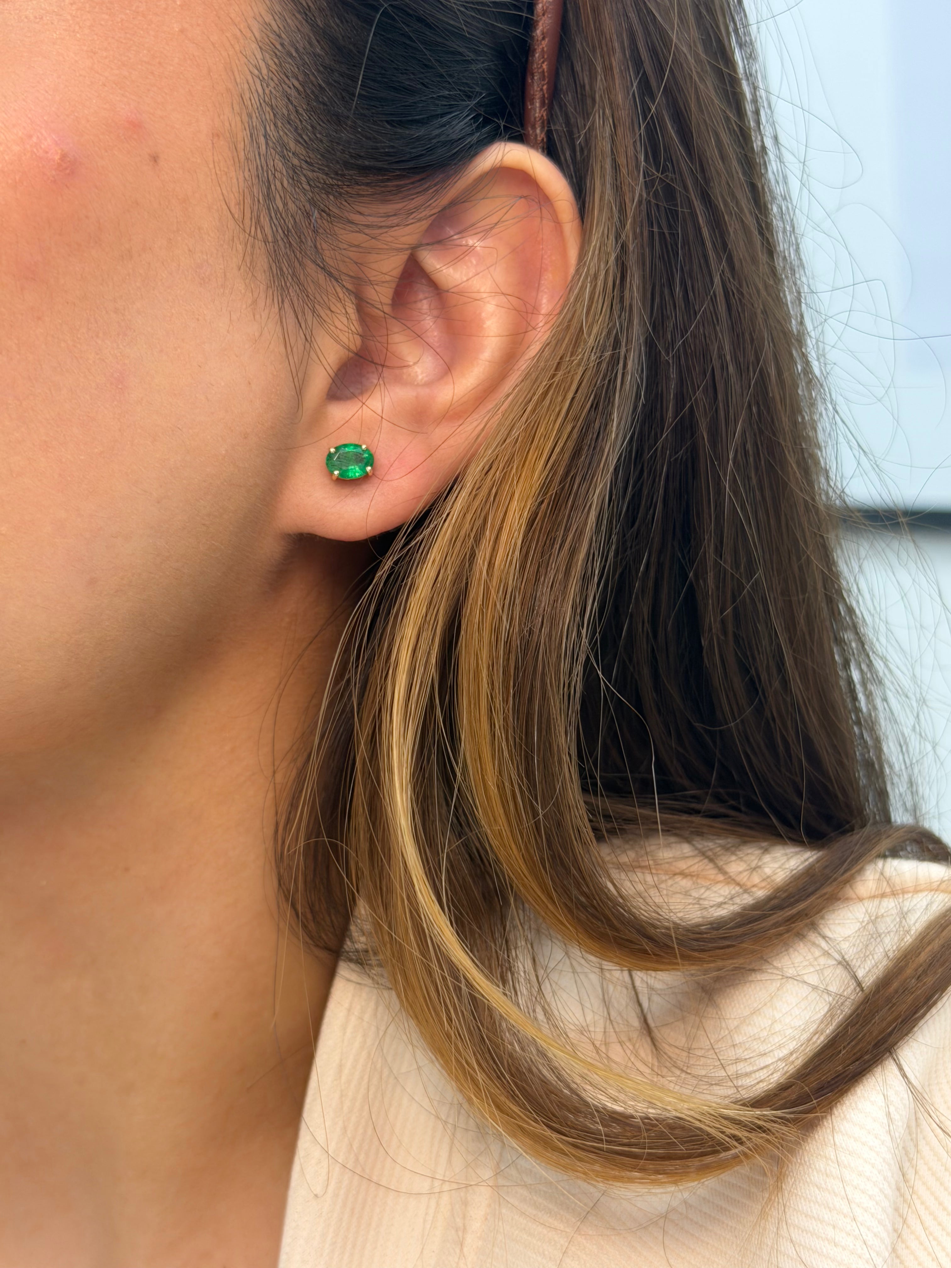 1.6ctw Emerald Oval Studs