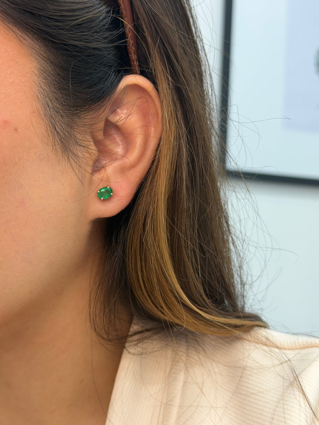 1.6ctw Emerald Oval Studs
