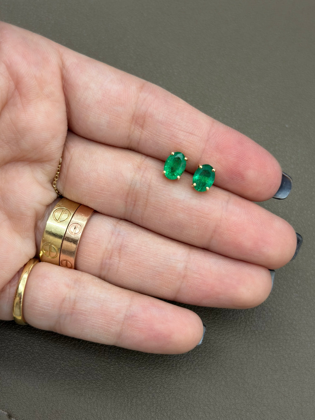 1.6ctw Emerald Oval Studs
