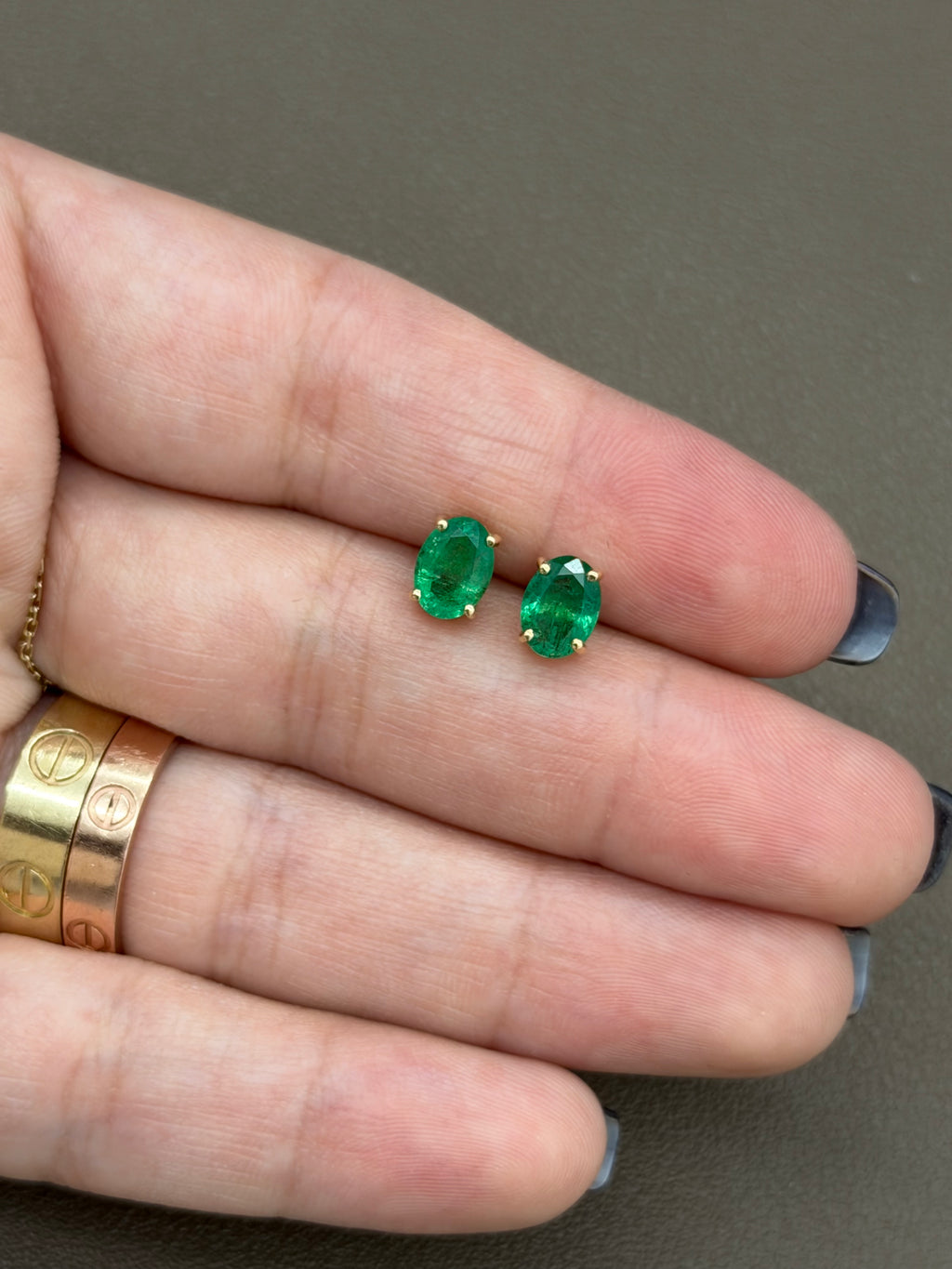 1.6ctw Emerald Oval Studs
