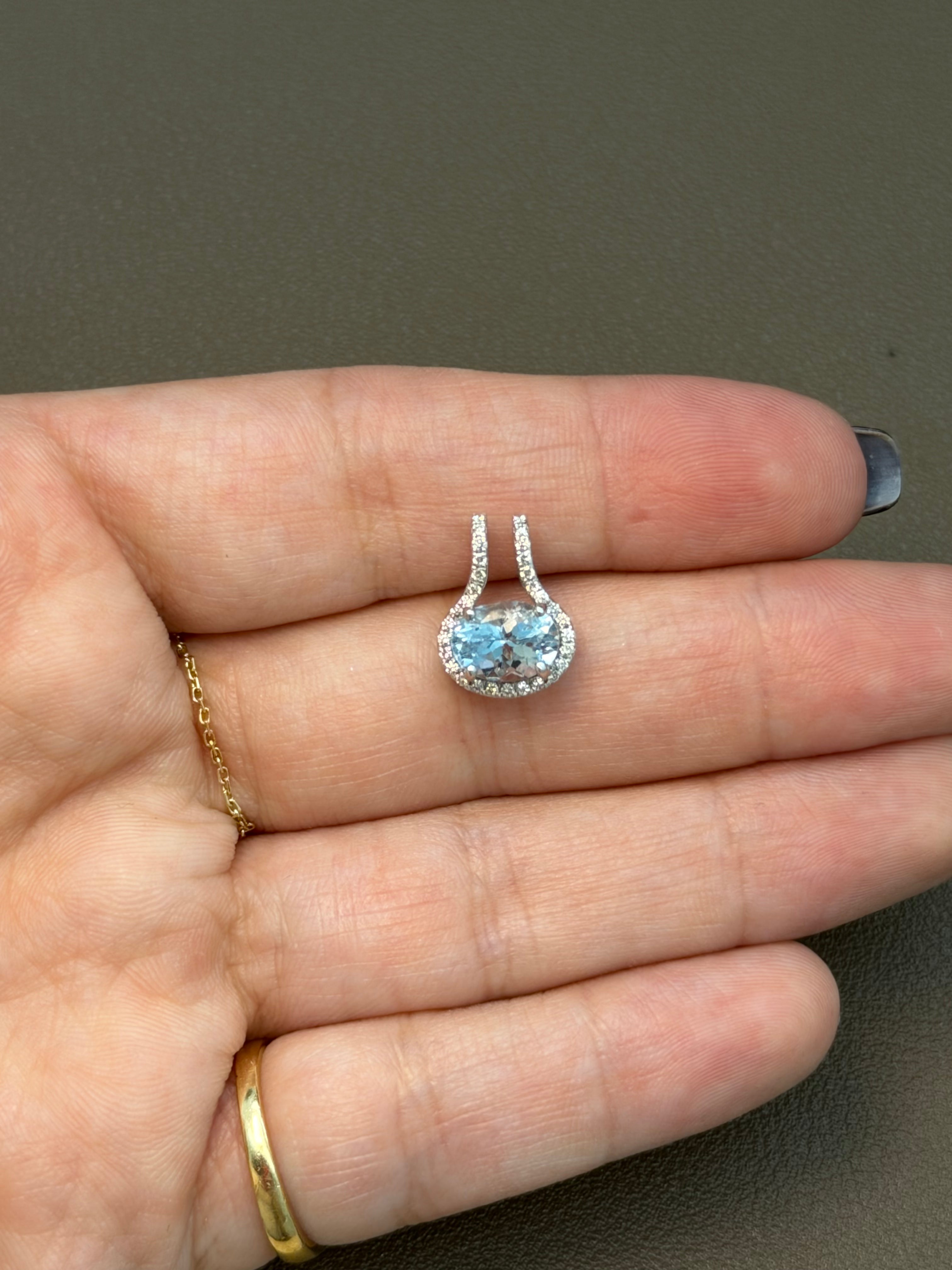 Aquamarine Halo Pendant