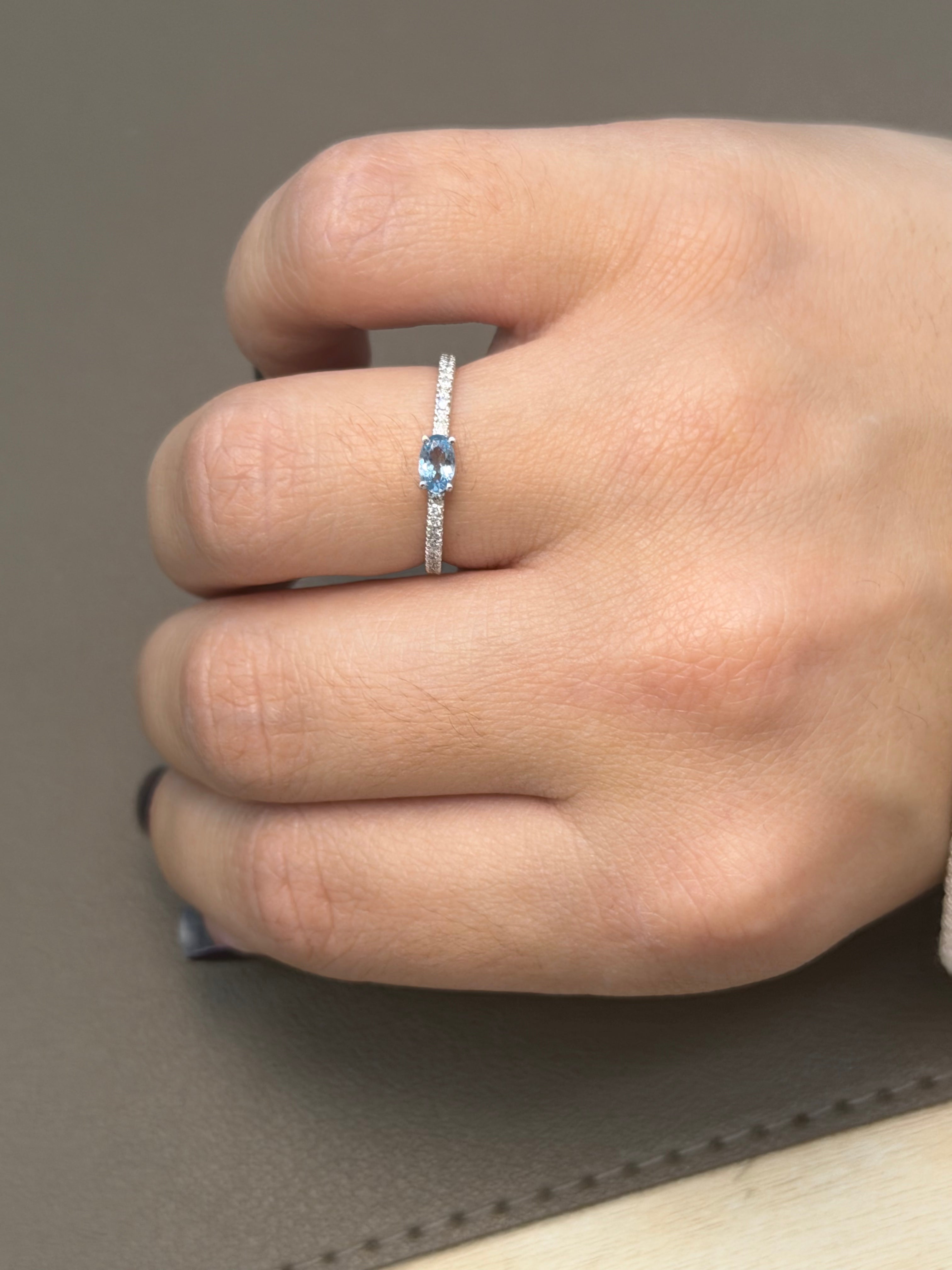 Aquamarine Pavé Ring
