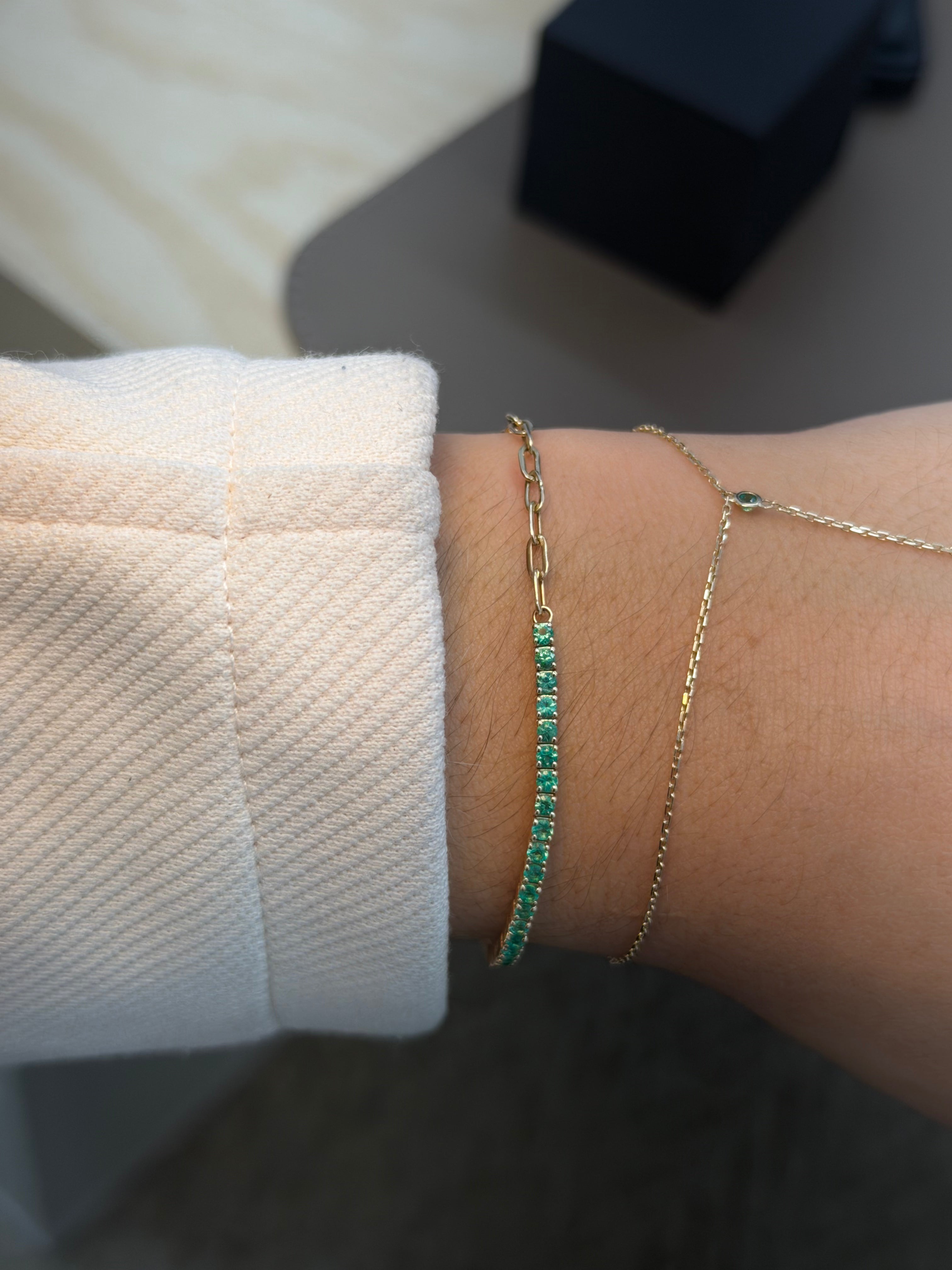Emerald Paperclip Tennis Bracelet