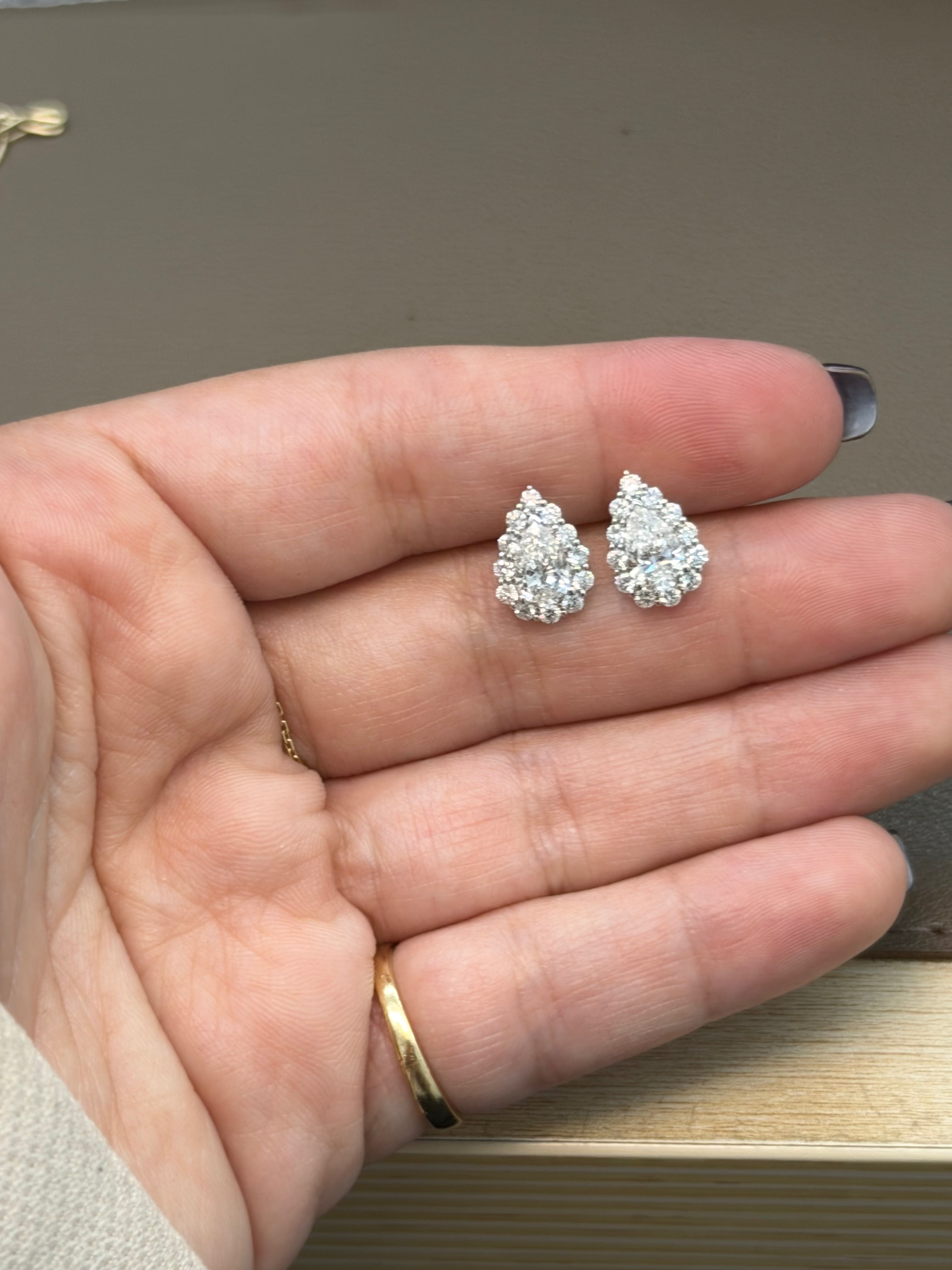 2ctw Pear Halo Studs