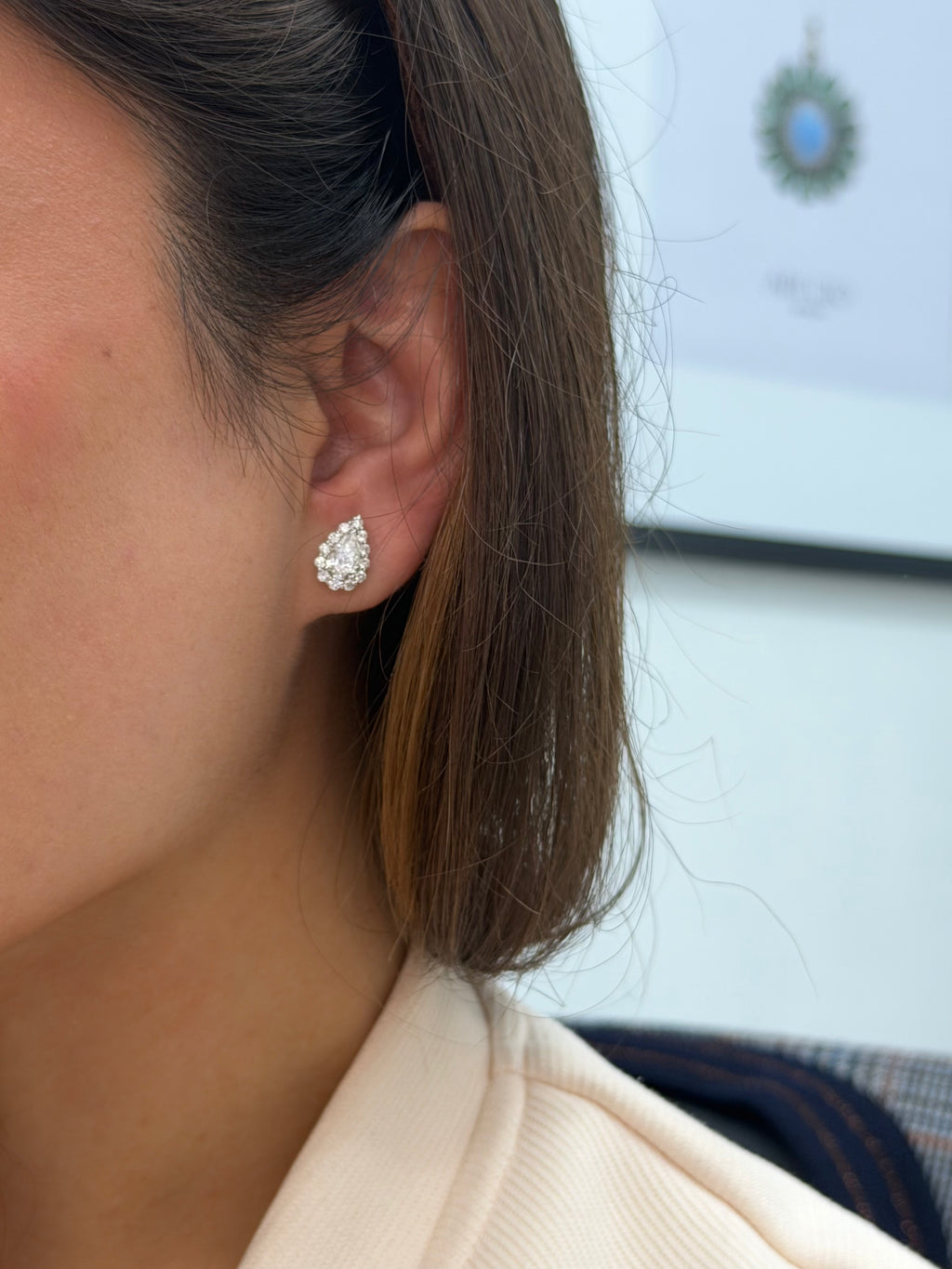 2ctw Pear Halo Studs