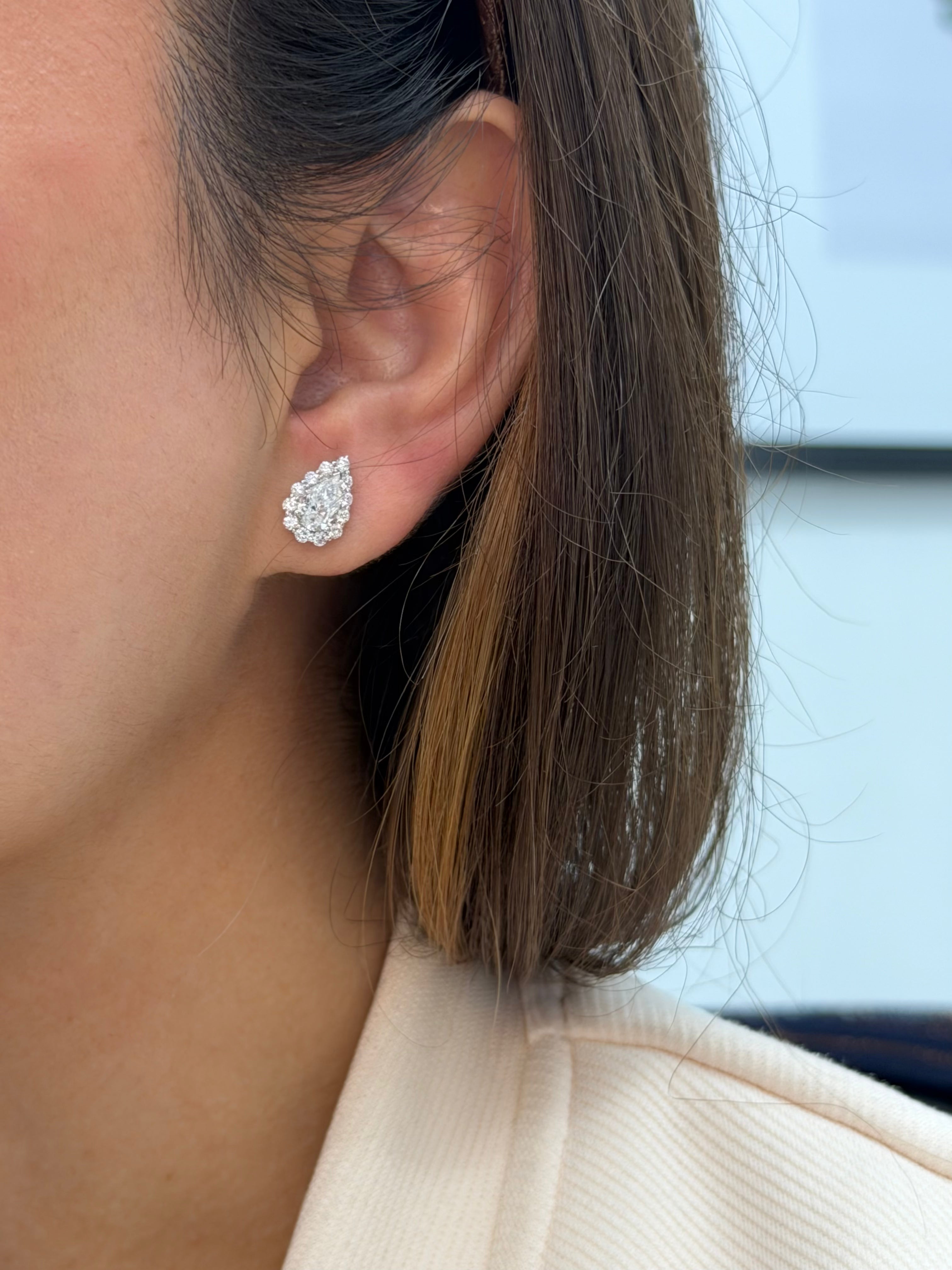 2ctw Pear Halo Studs
