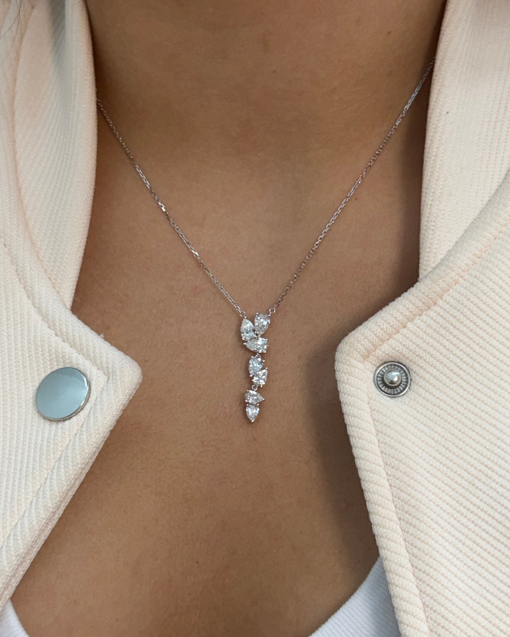 Pear Diamond Cascade Necklace