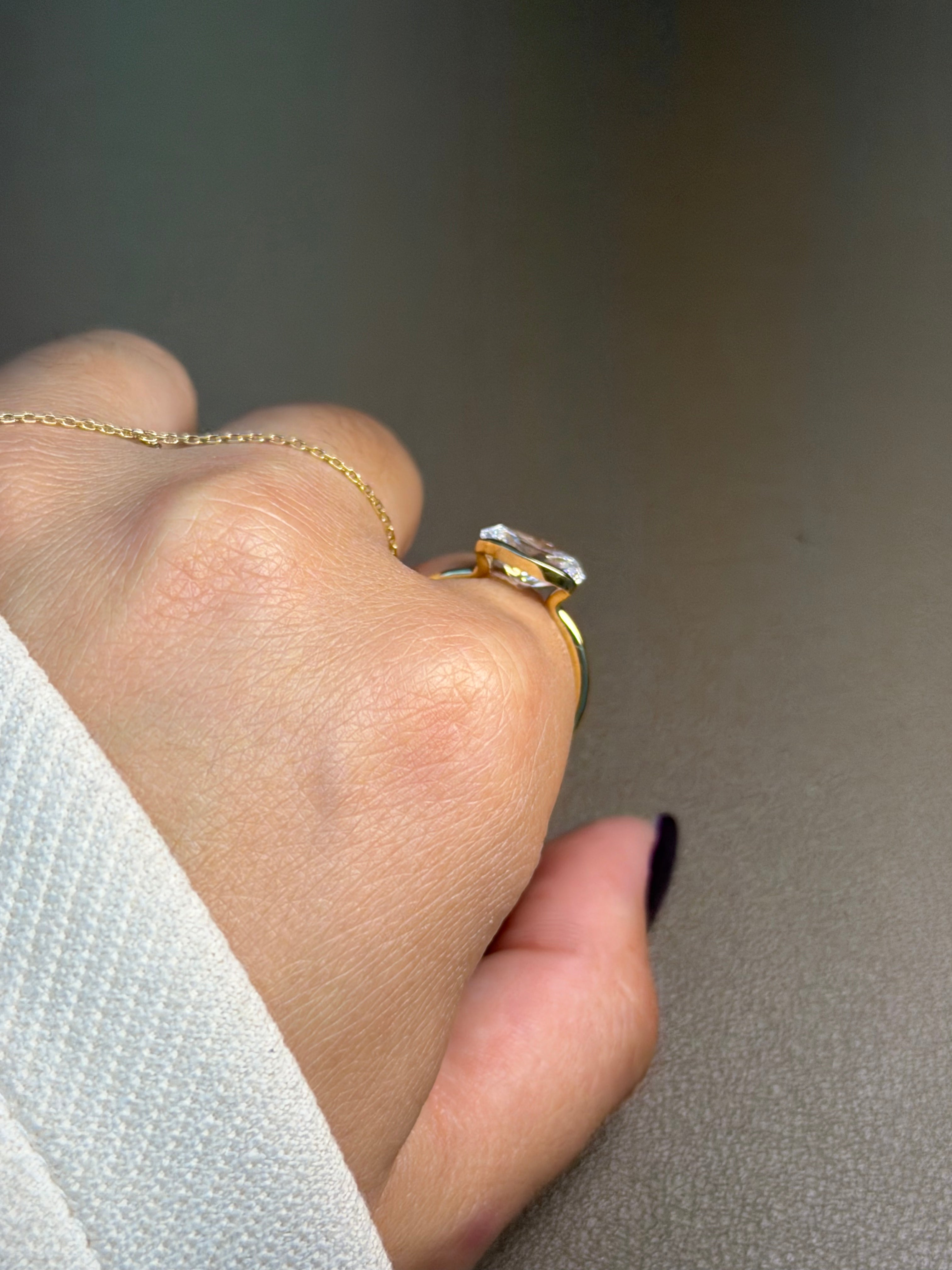 2ct Oval Half Bezel Ring