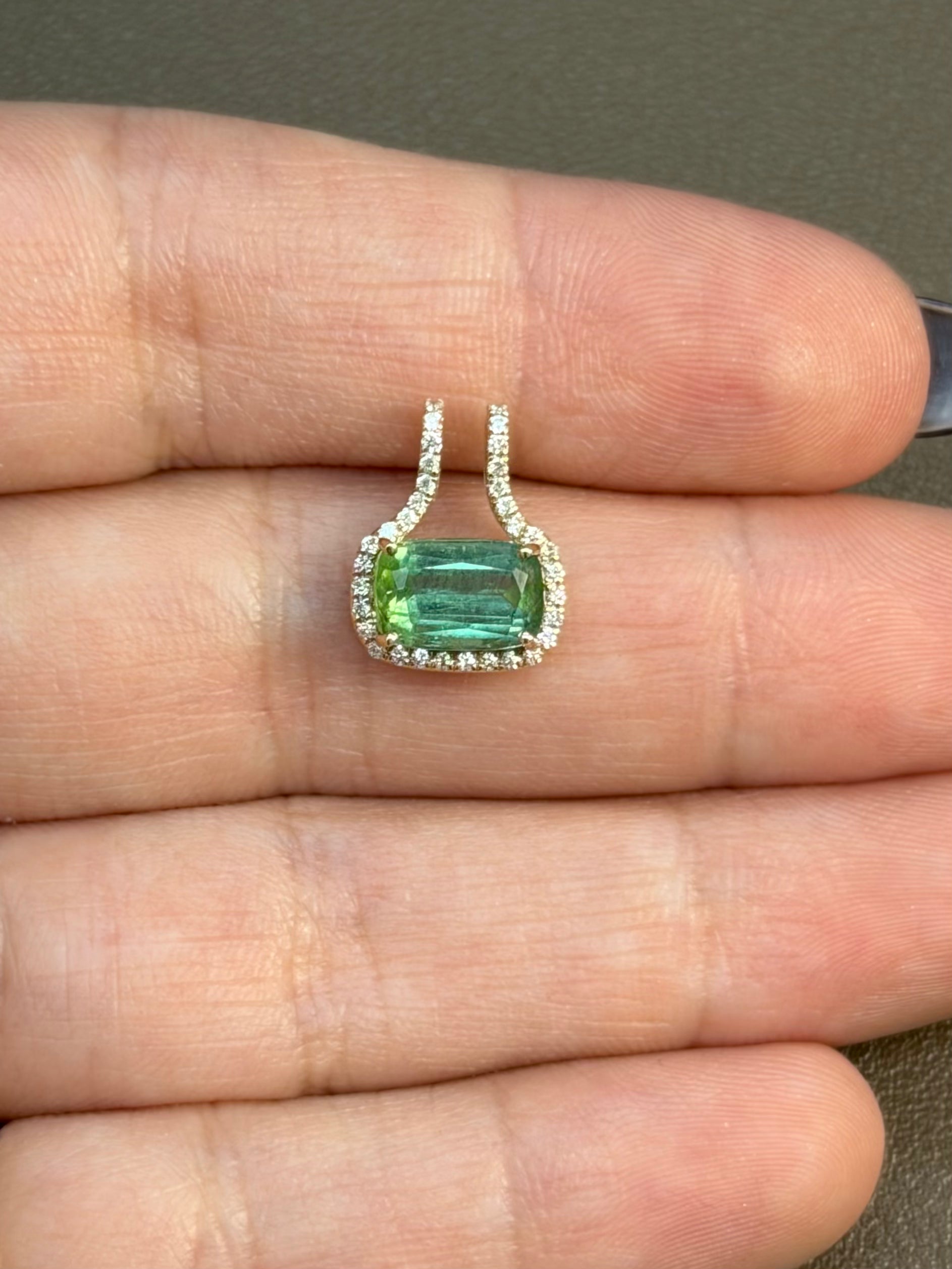 Green Tourmaline Halo Pendant