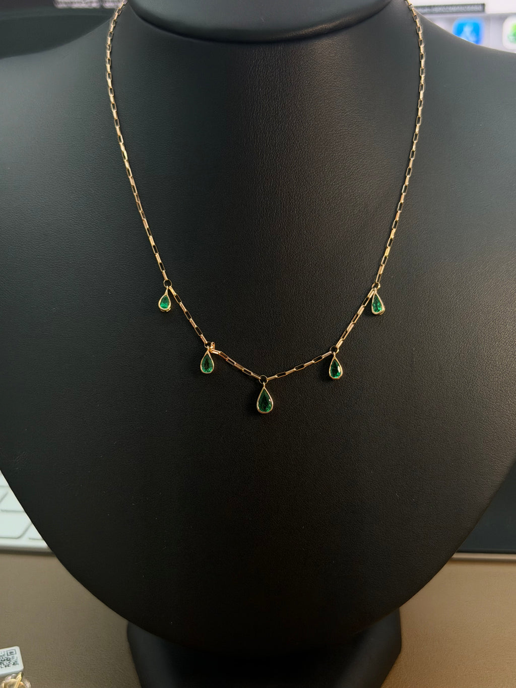 5 Pear Emerald Necklace