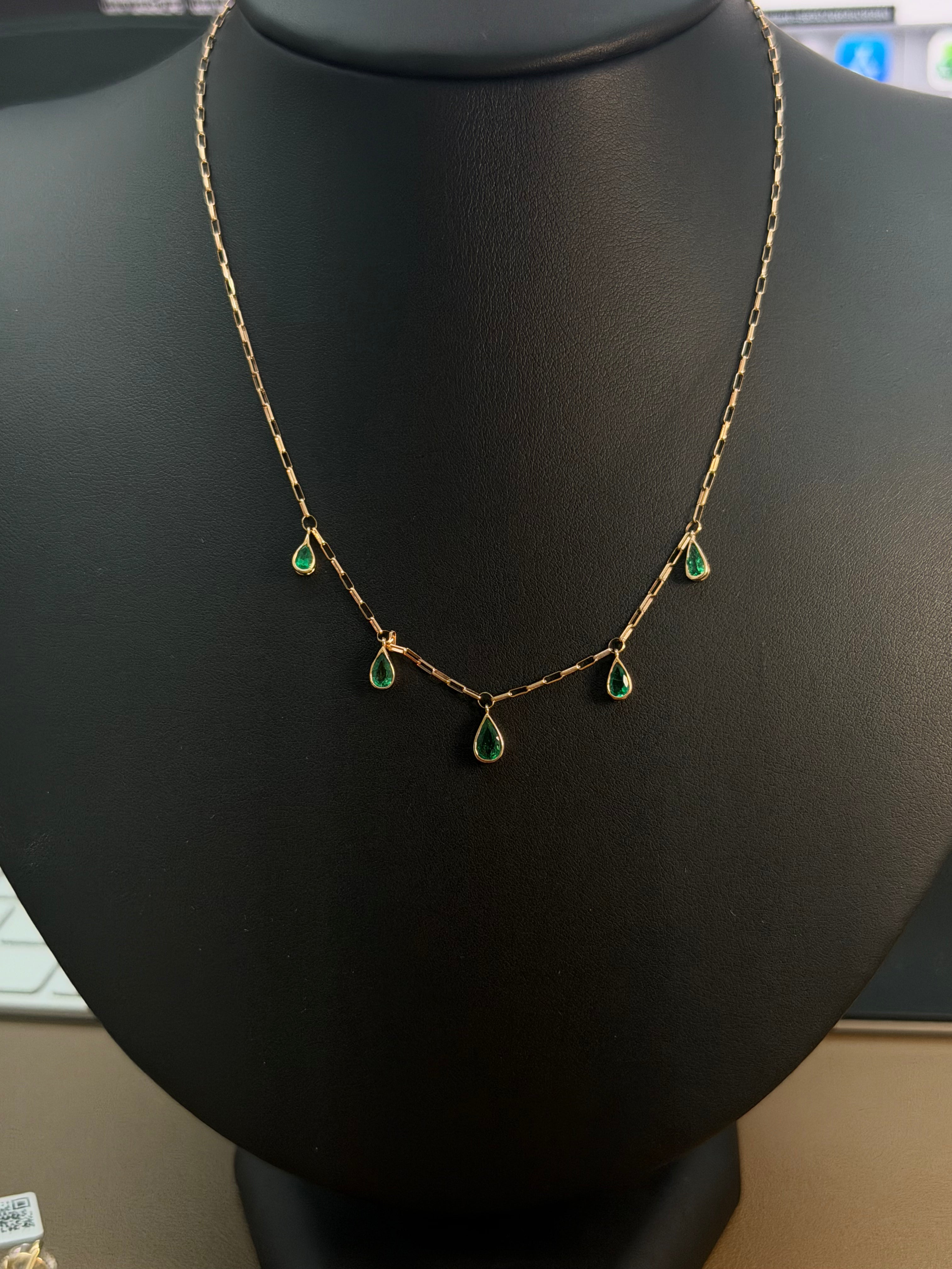 5 Pear Emerald Necklace