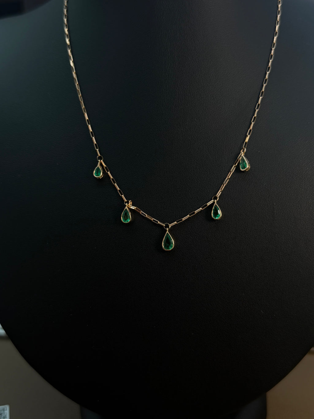 5 Pear Emerald Necklace