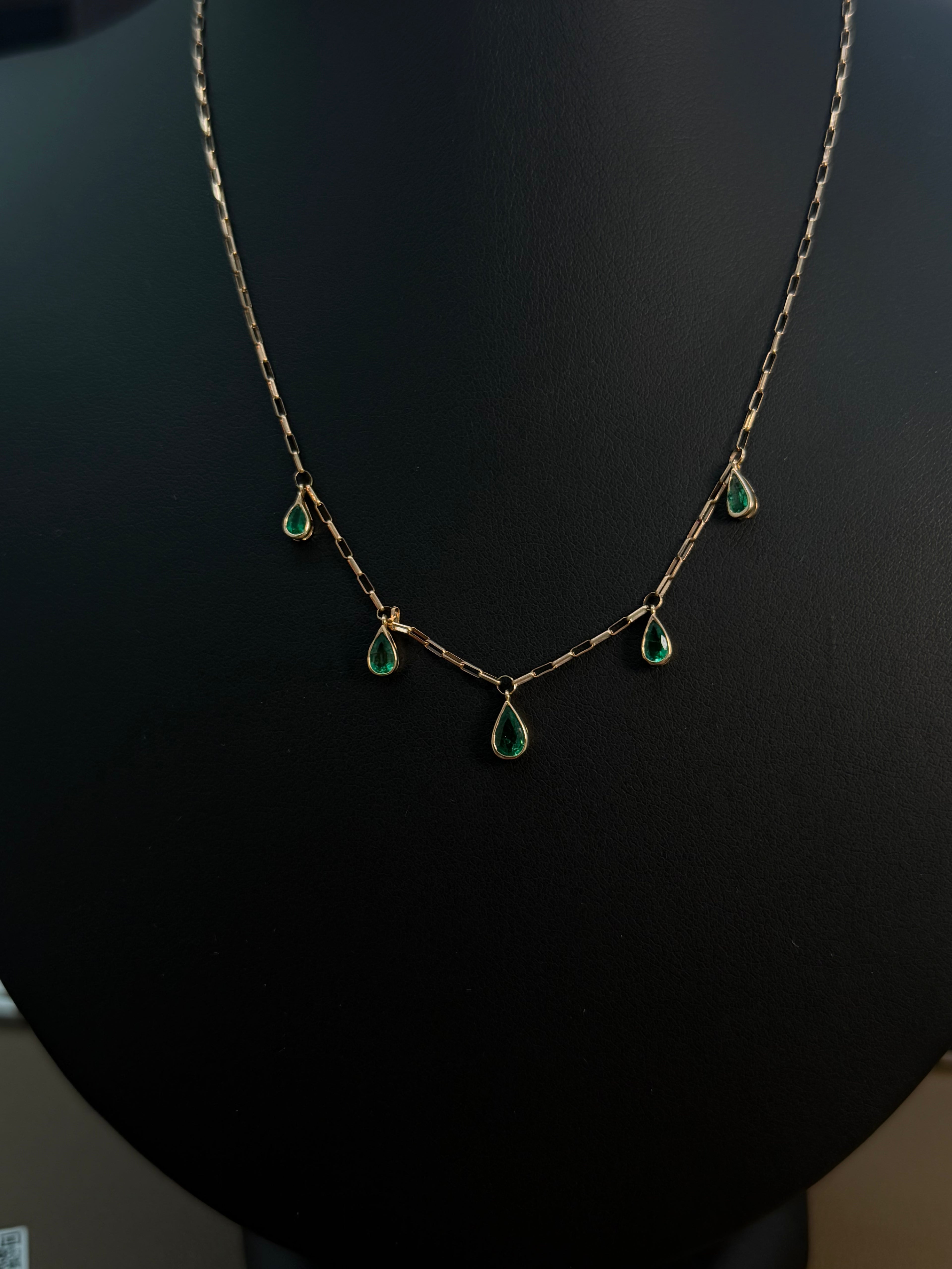 5 Pear Emerald Necklace