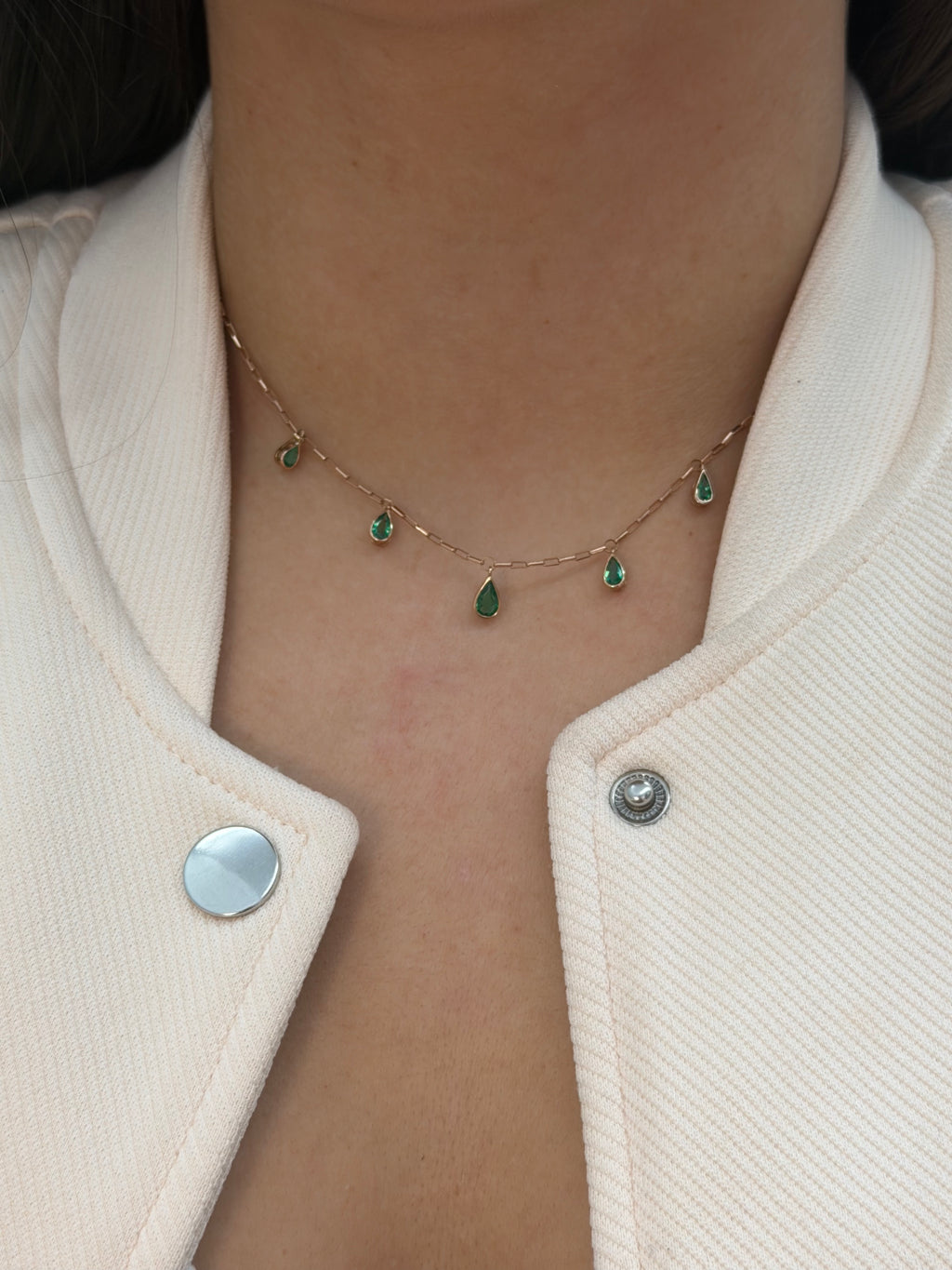 5 Pear Emerald Necklace