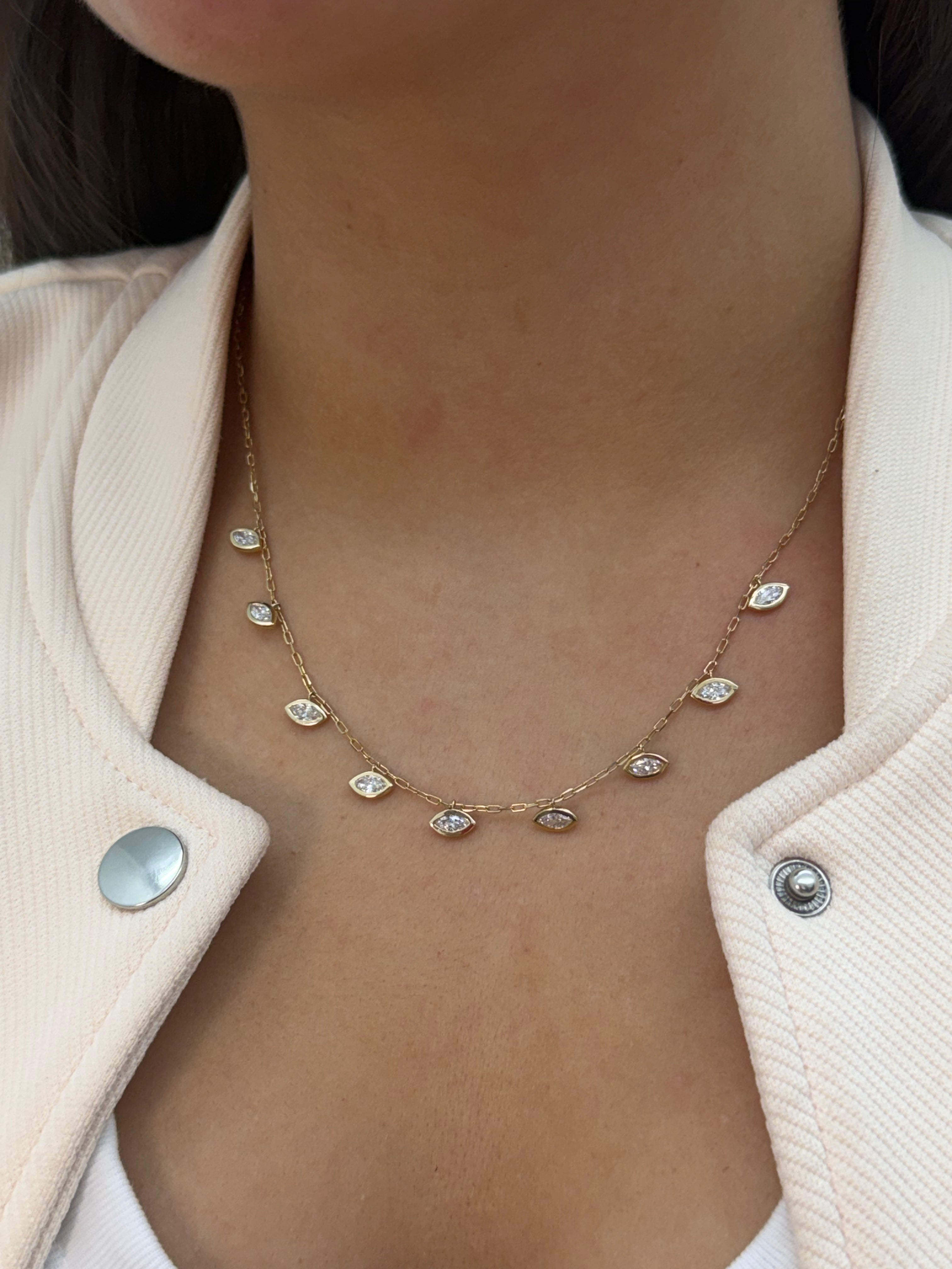Marquise Bezel Station Necklace
