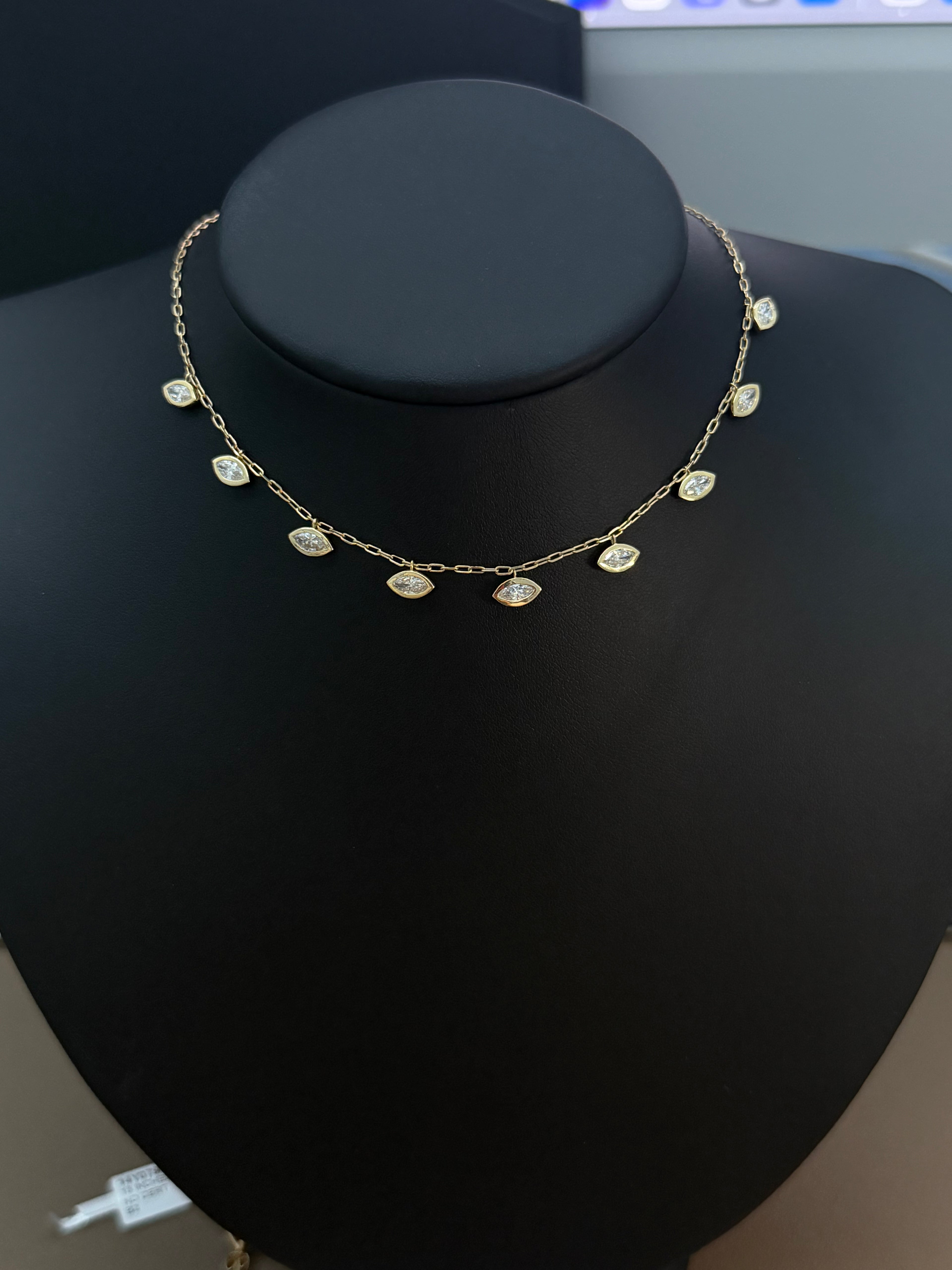 Marquise Bezel Station Necklace