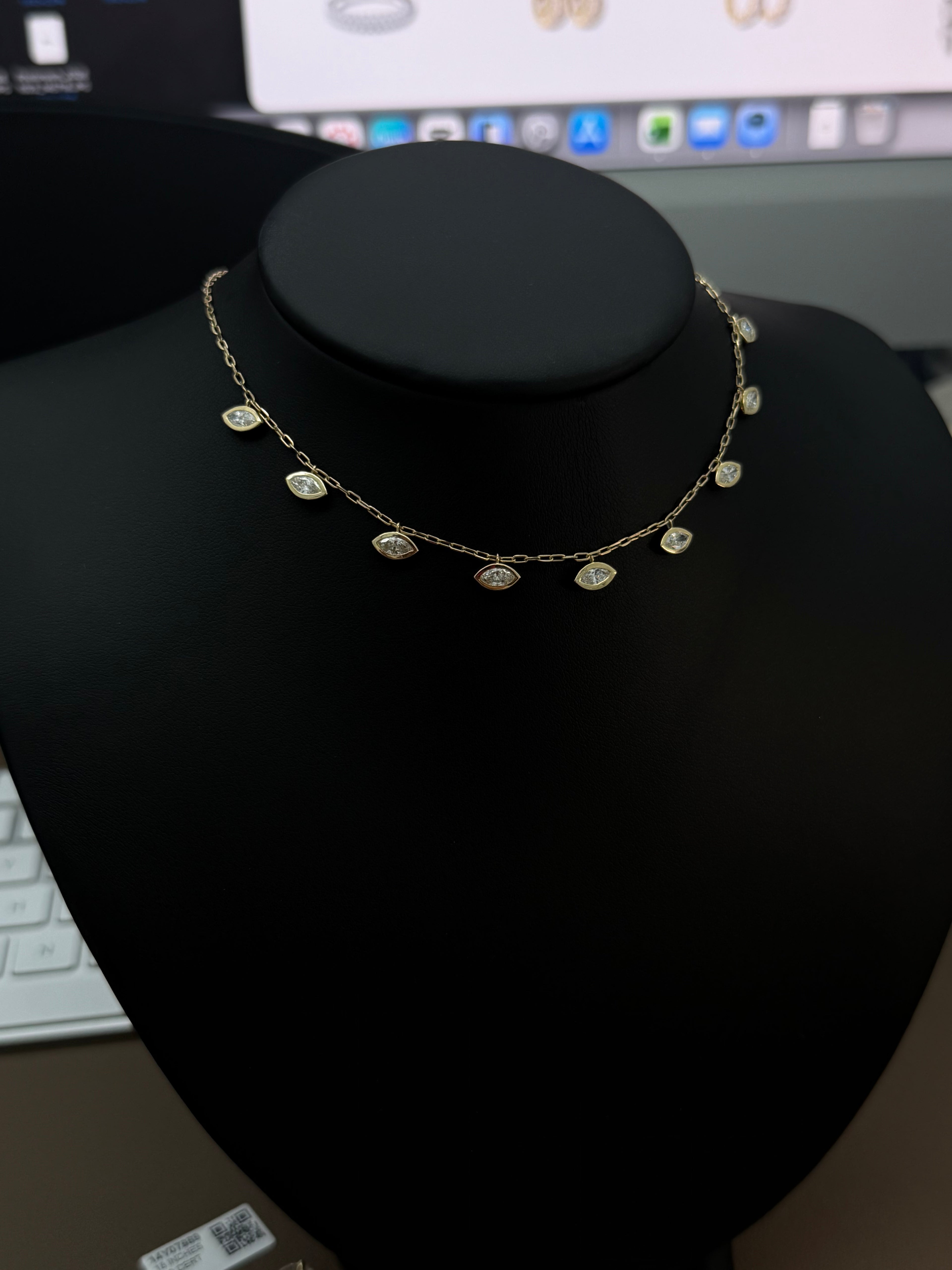 Marquise Bezel Station Necklace