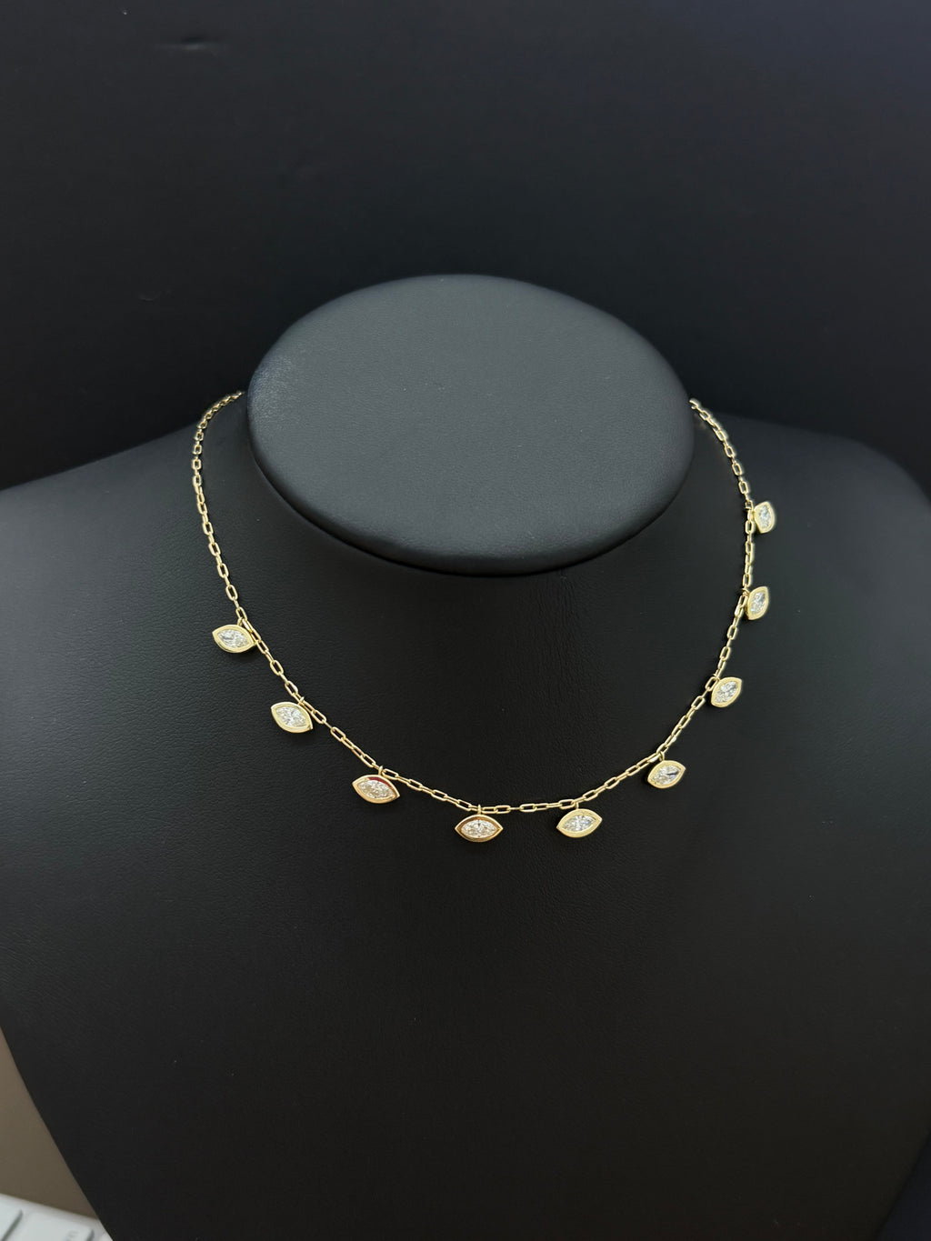 Marquise Bezel Station Necklace