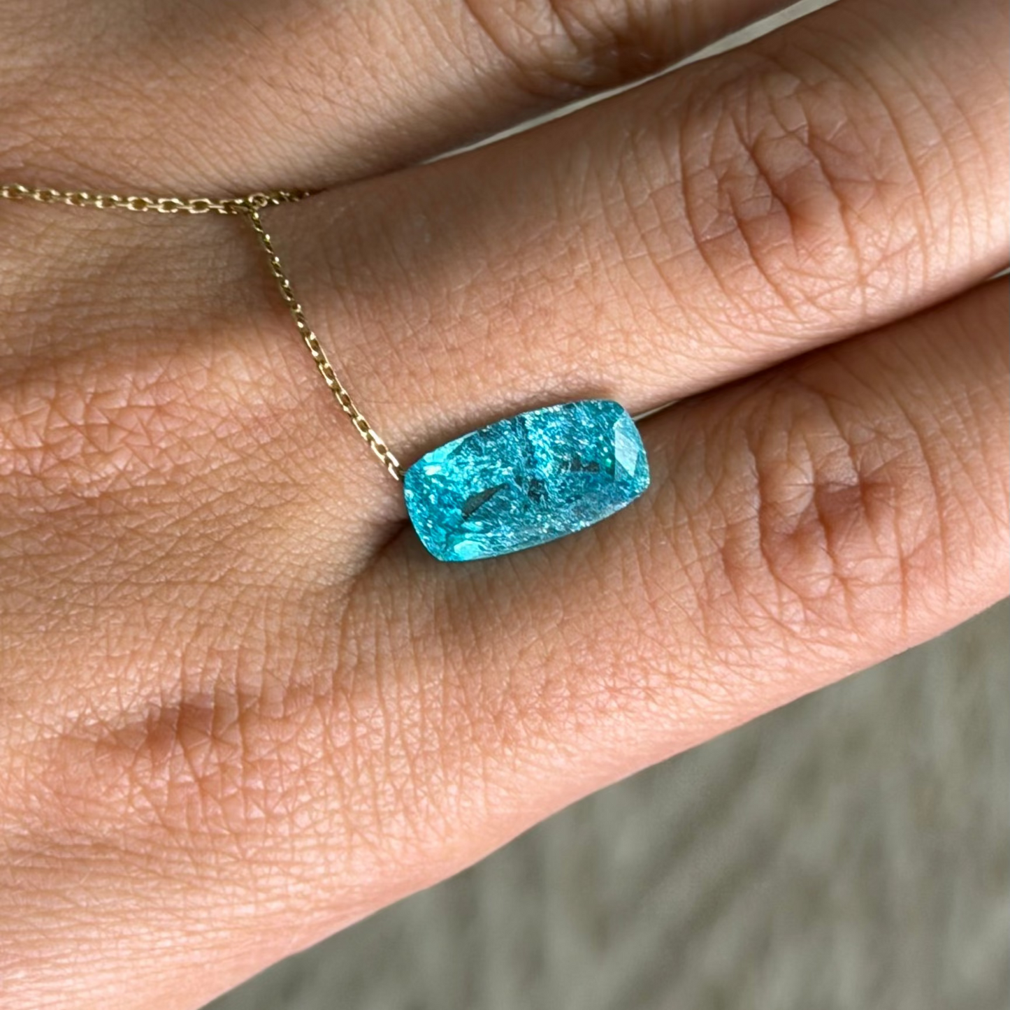YAG Paraiba Rectangle Cushion 6.96ct