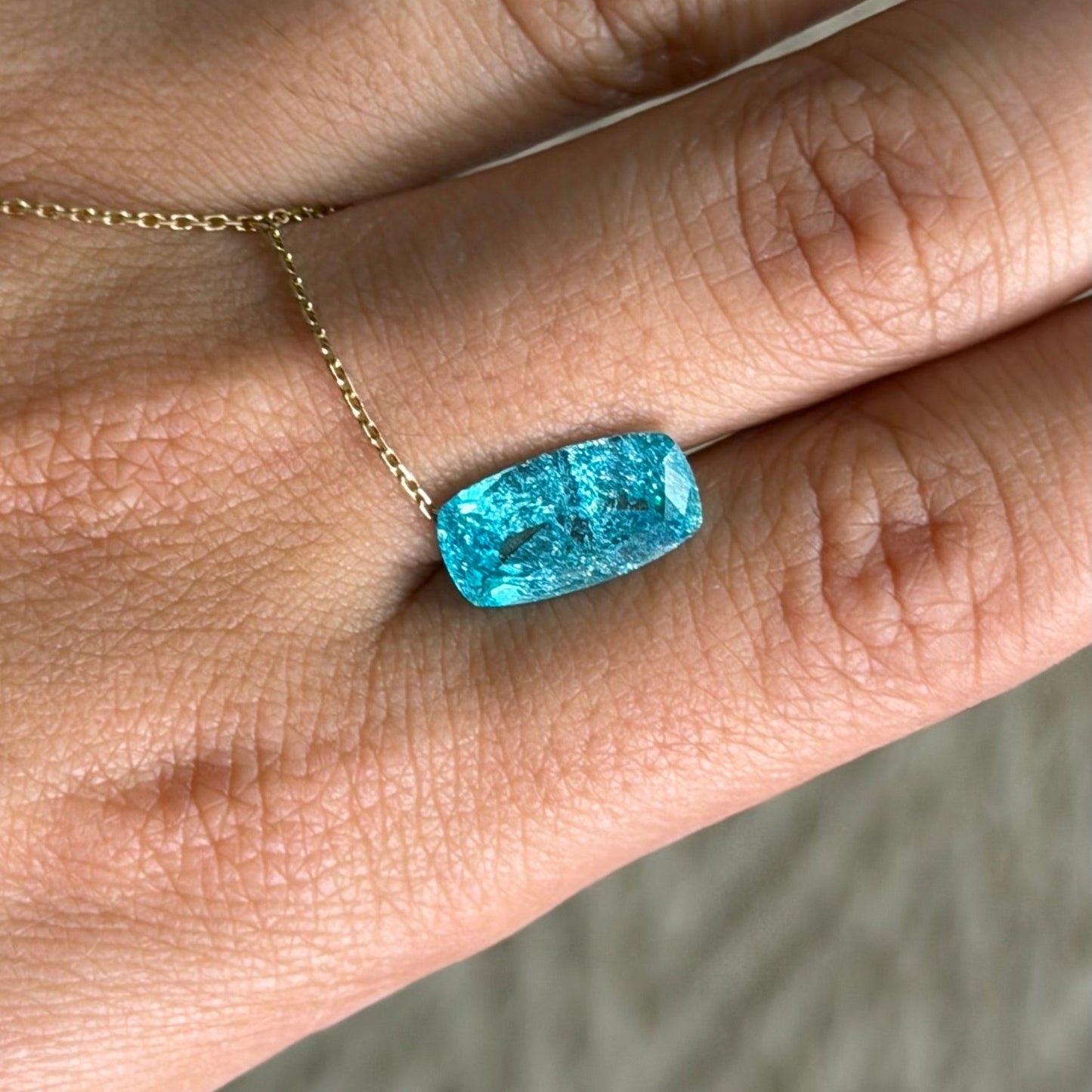 YAG Paraiba Rectangle Cushion 6.96ct
