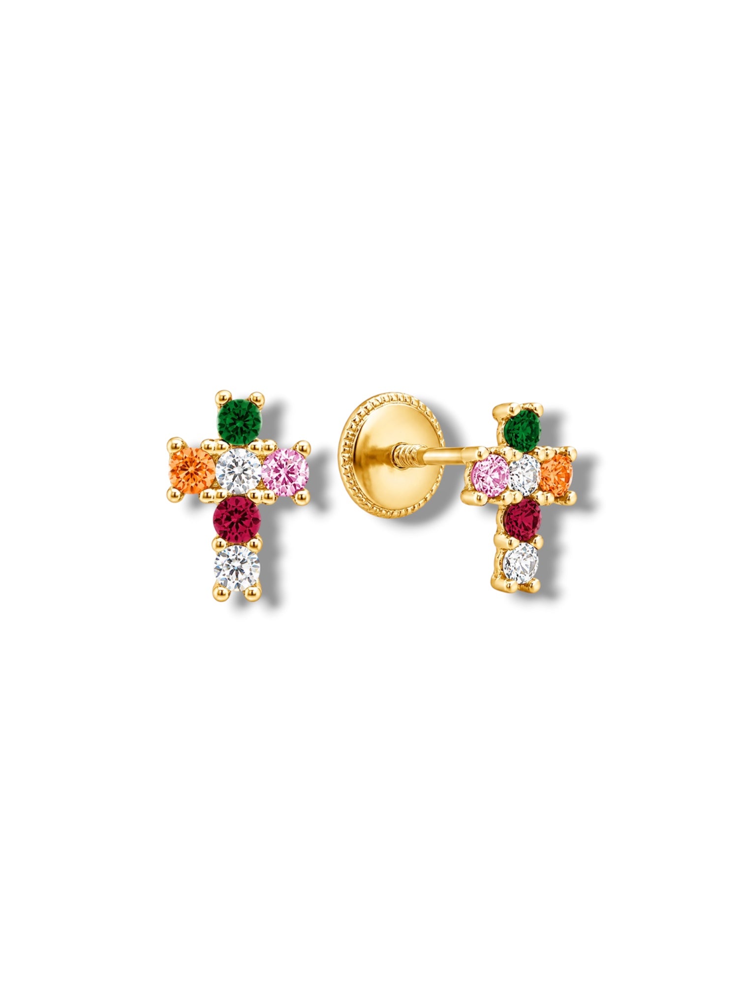 Baby Multicolor Cross Studs