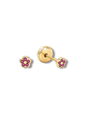 Baby Bezel Flower Studs in Hot Pink