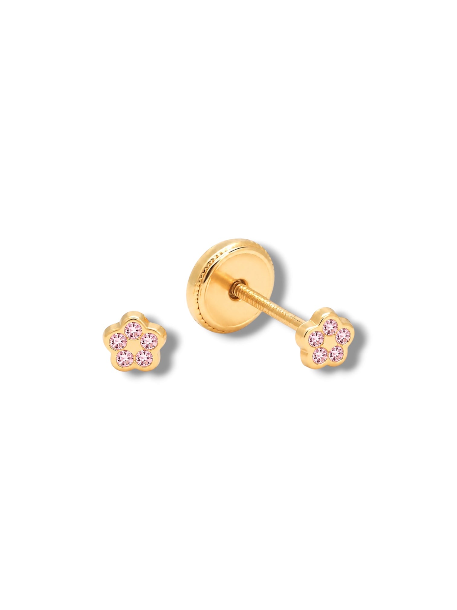 Baby Bezel Flower Studs in Light Pink