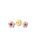 Baby Flower Studs in Hot Pink
