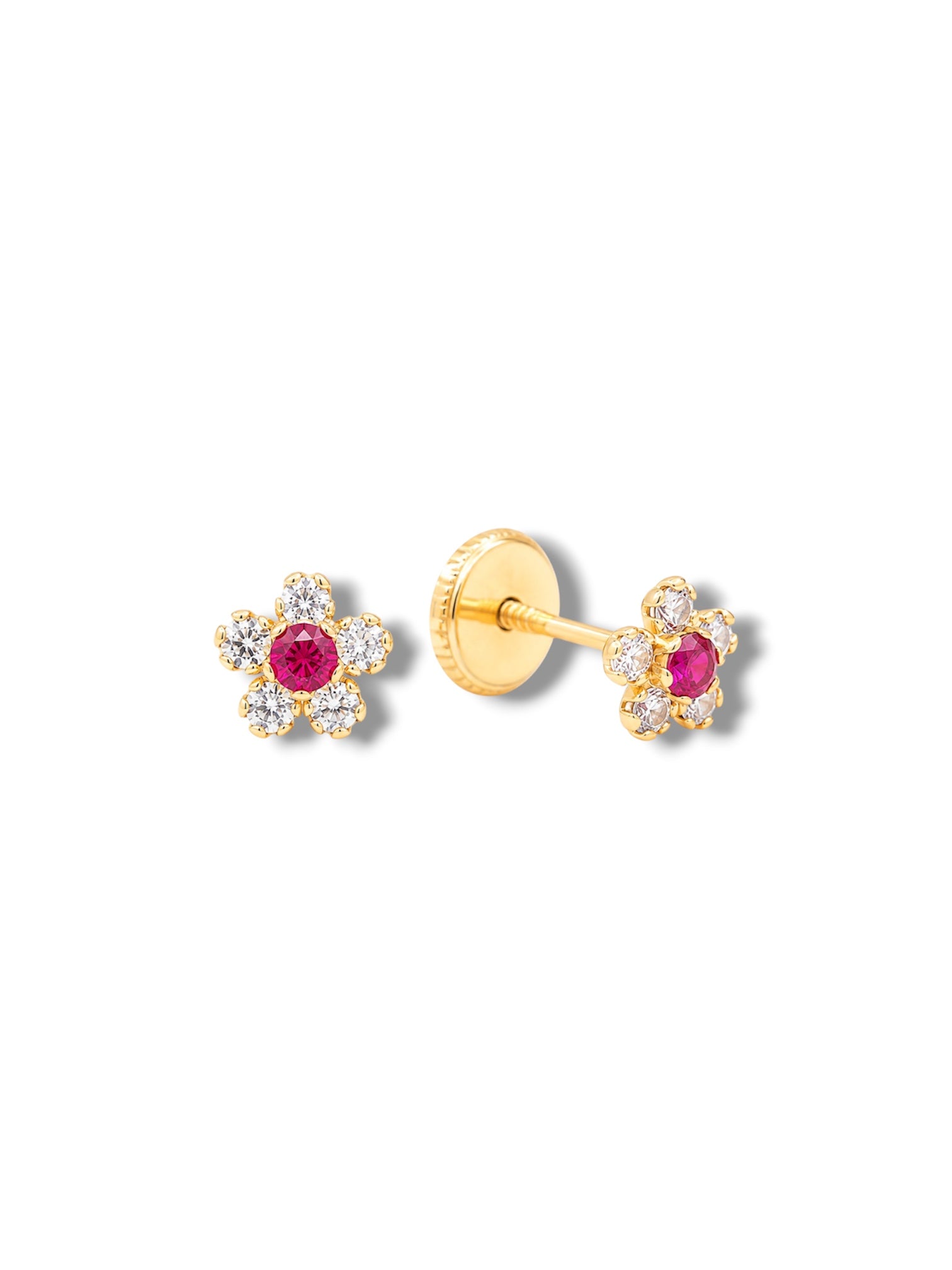 Baby Flower Studs in Hot Pink