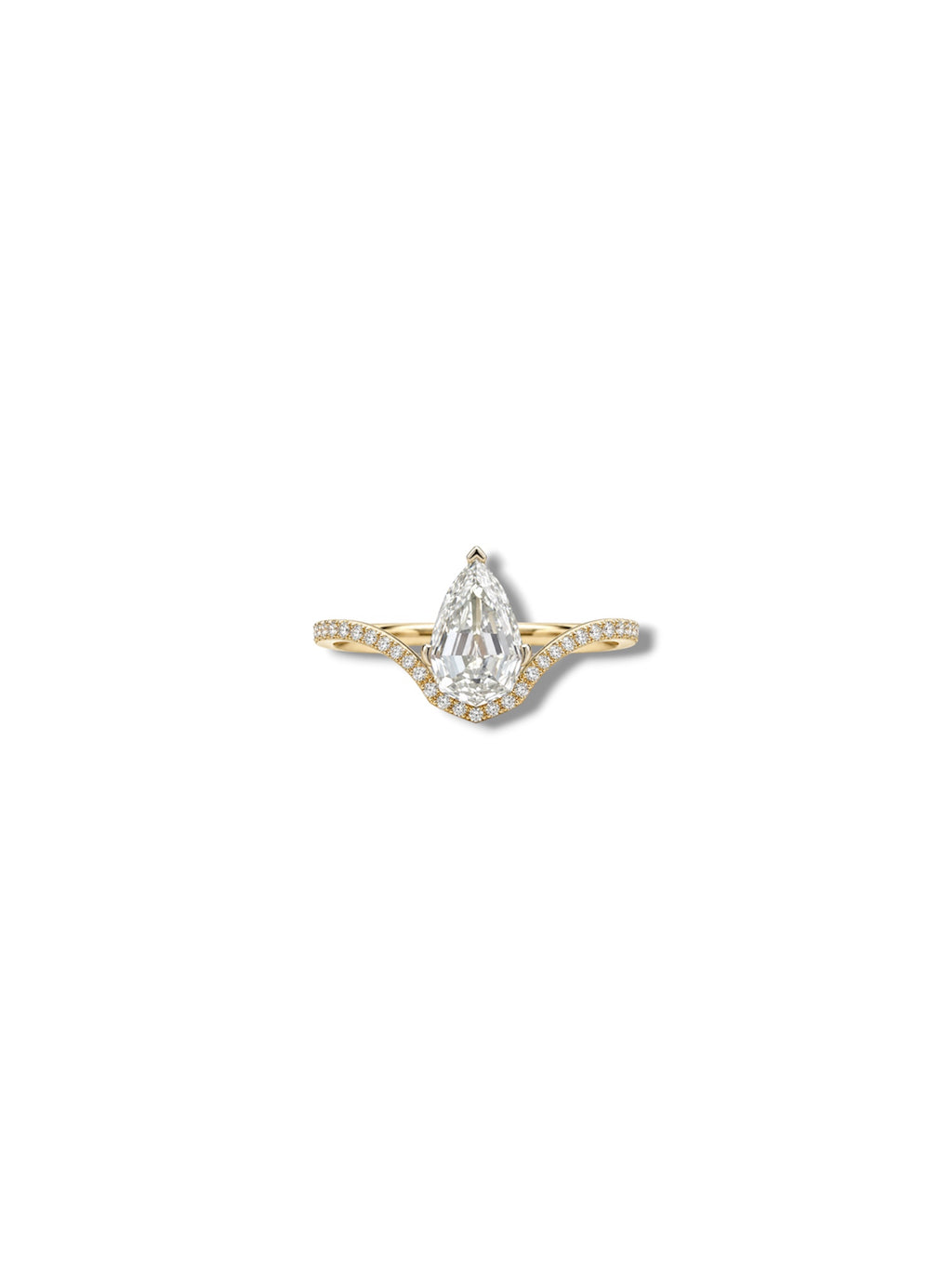 Pear Step Cut Wave Ring