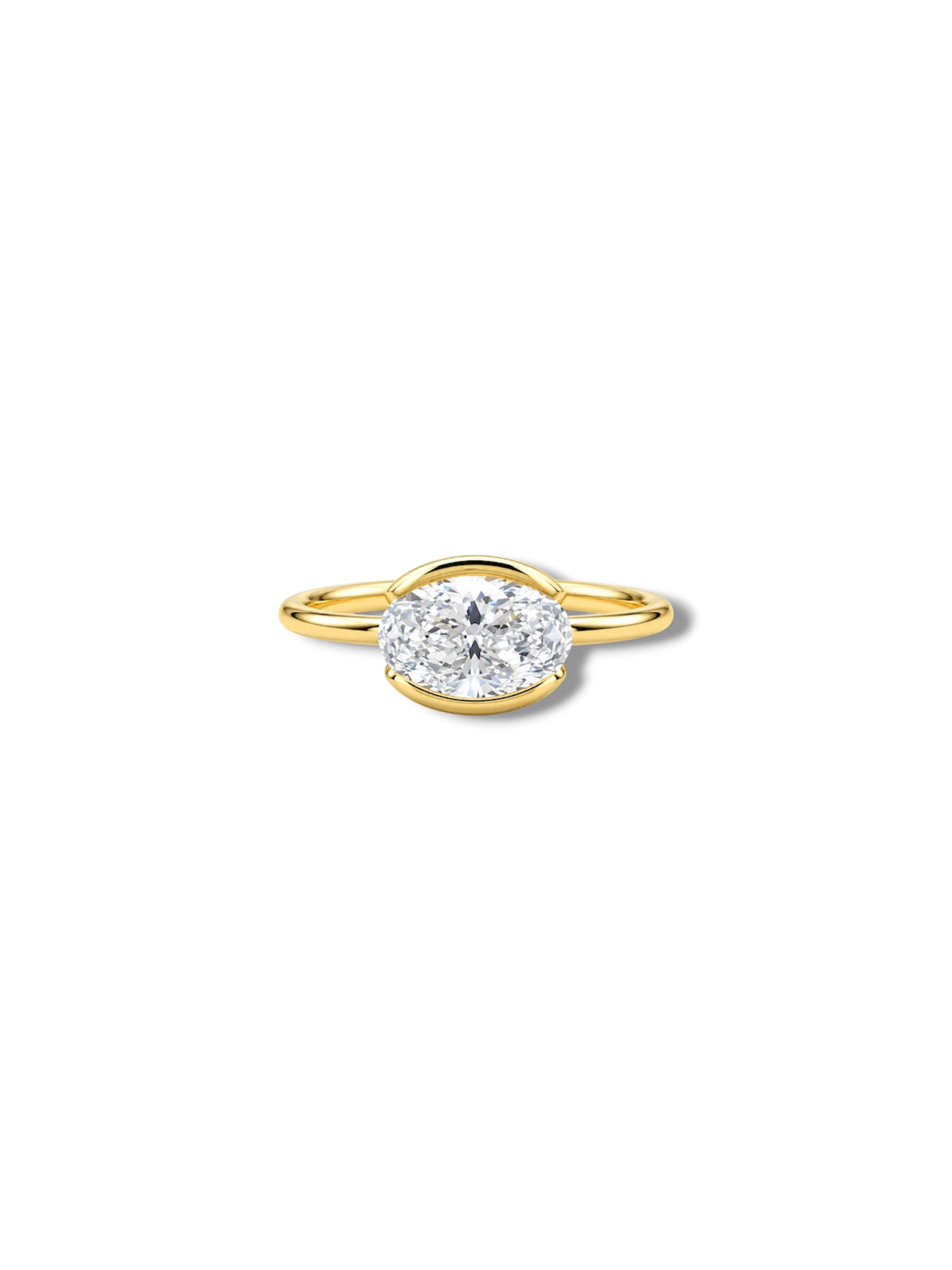 2ct Oval Half Bezel Ring