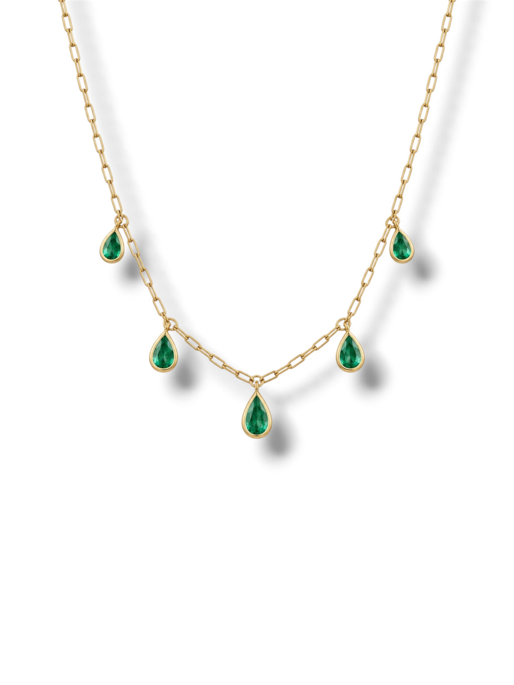 5 Pear Emerald Necklace