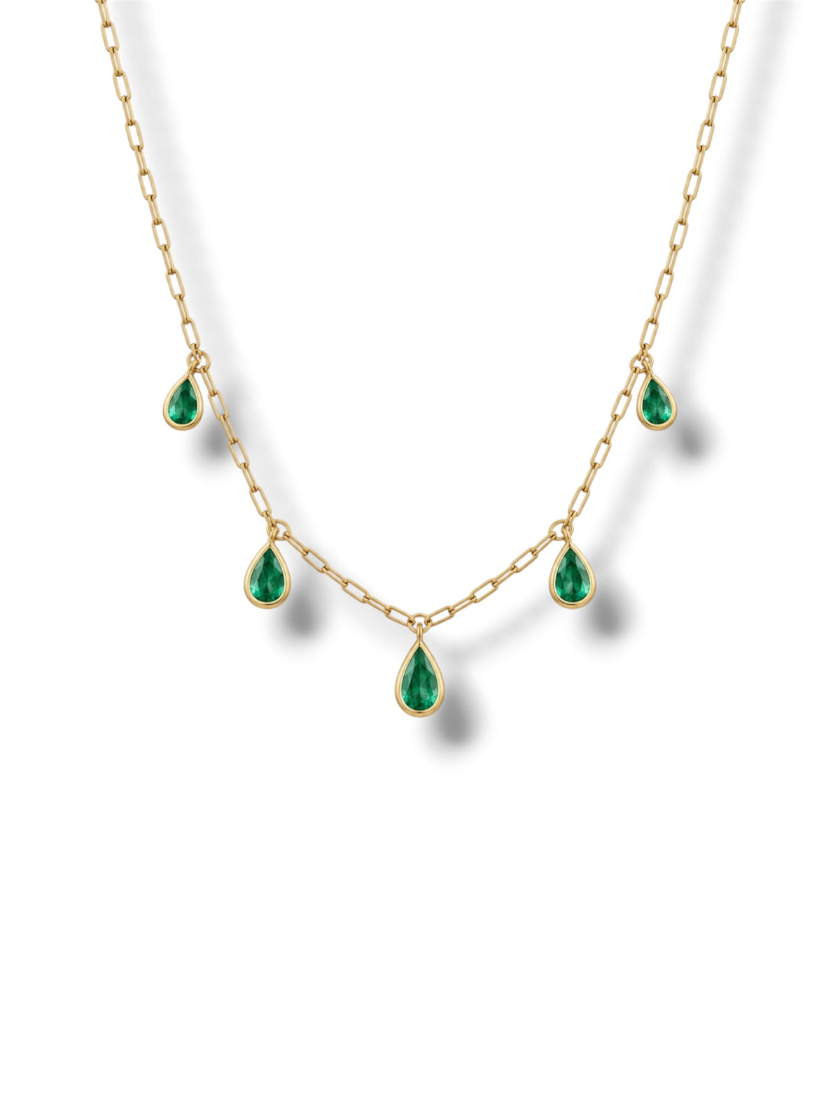 5 Pear Emerald Necklace