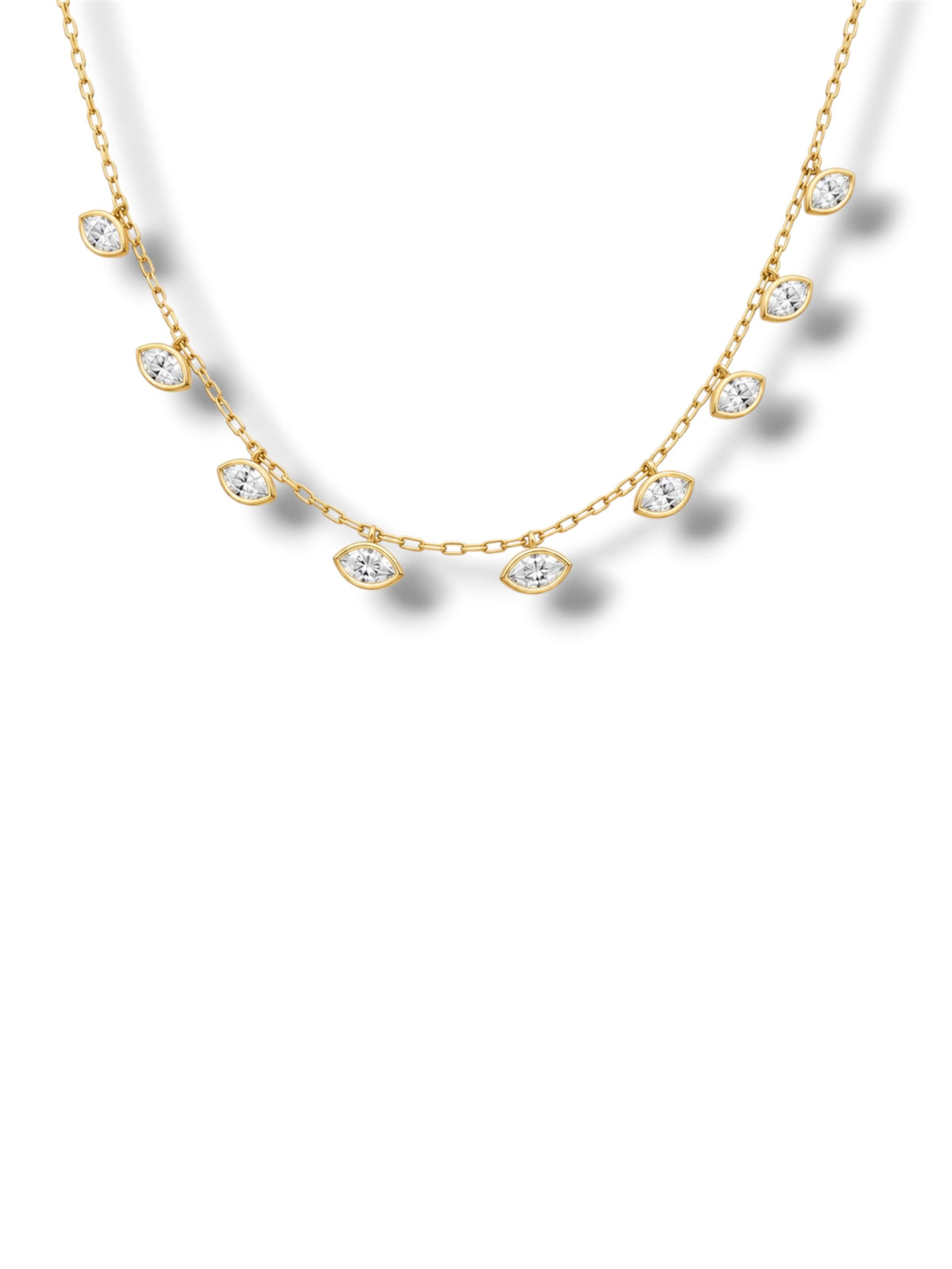 Marquise Bezel Station Necklace