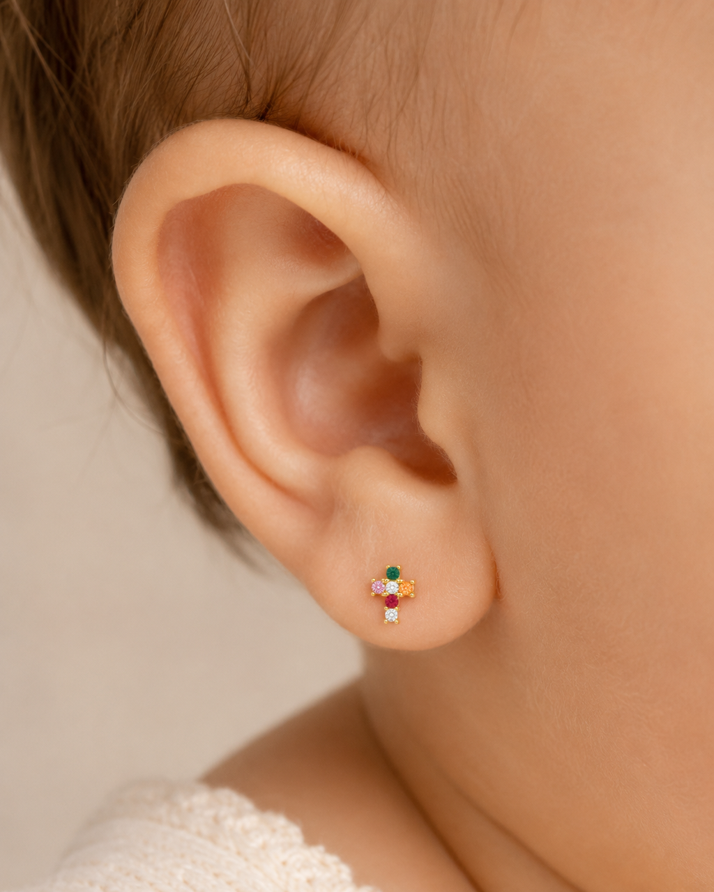 Baby Multicolor Cross Studs
