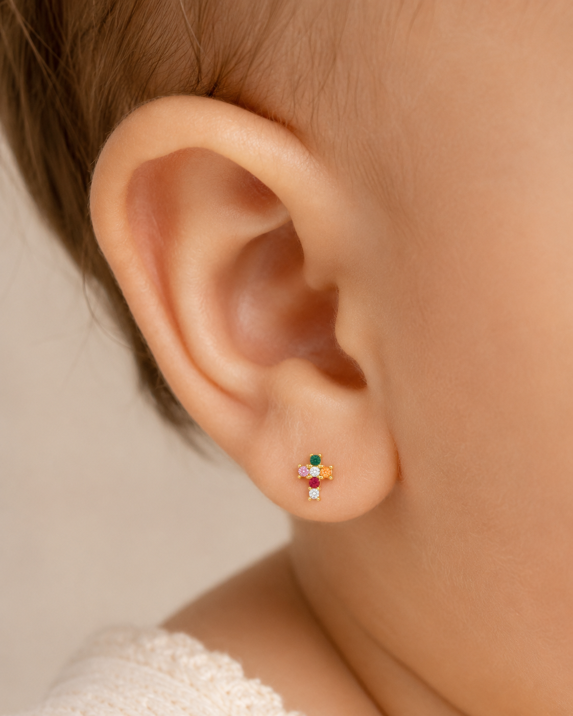 Baby Multicolor Cross Studs