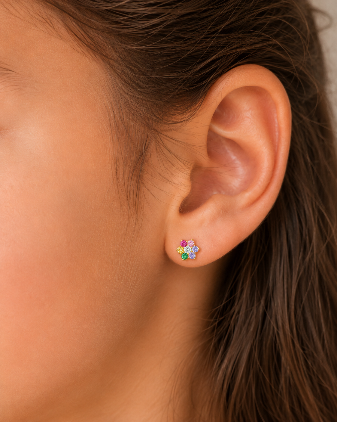 Baby Flower Studs in Multicolor