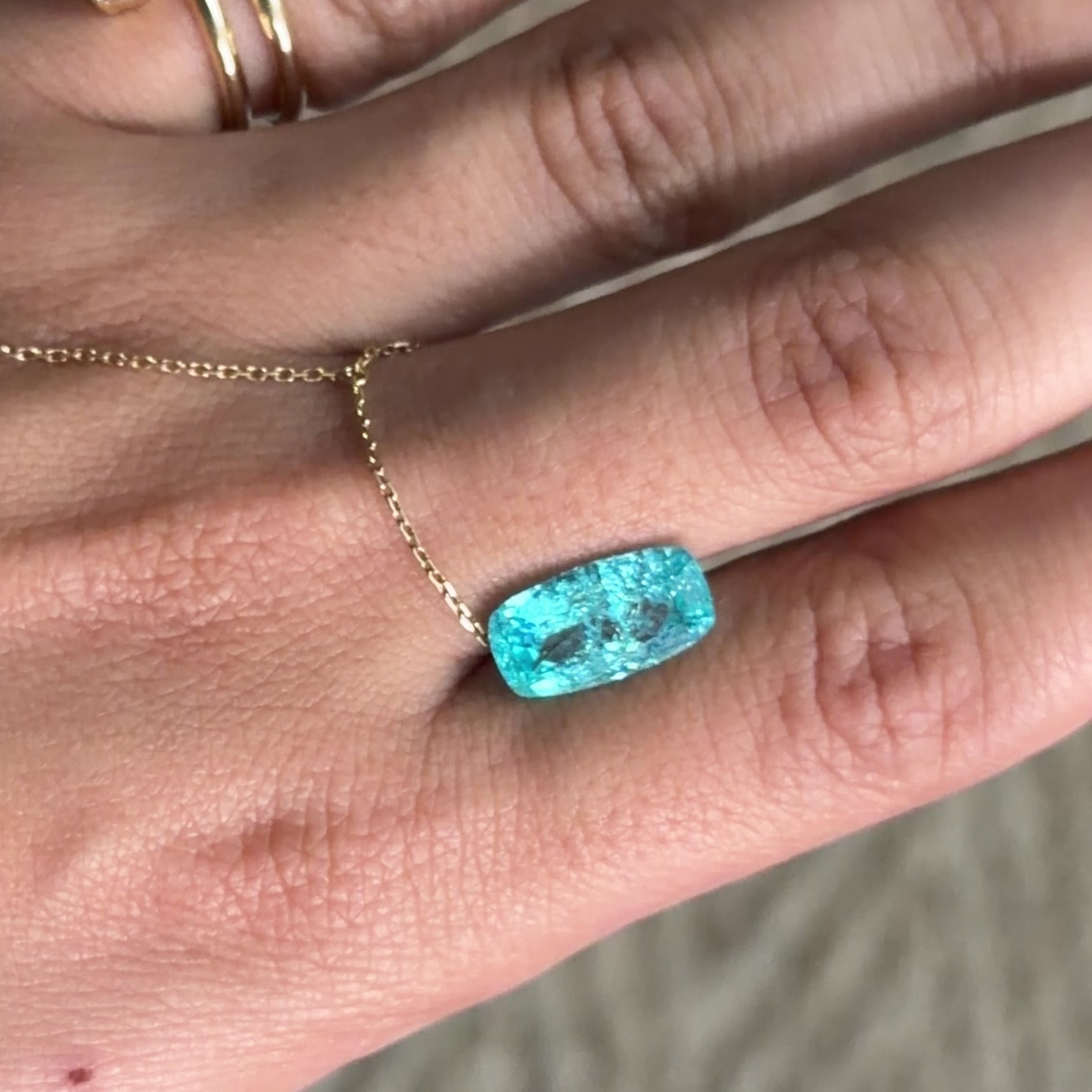 YAG Paraiba Rectangle Cushion 6.96ct