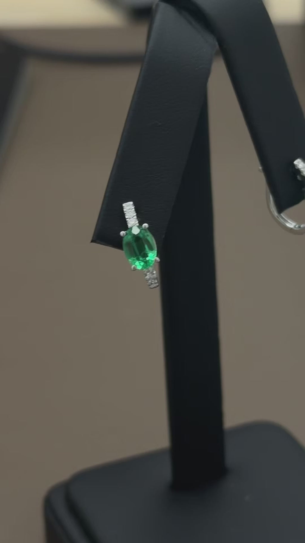 Oval Emerald Pavé Huggies